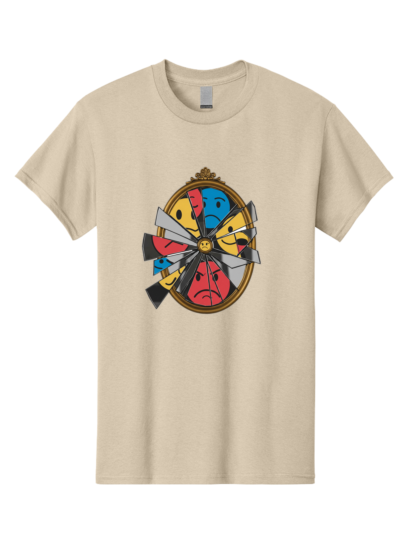 Broken-Mirror-With-Emoticons Men'S Graphic Tee, 100% Cotton, Comfortable Casual Summer Wear, Machine Washable, Vintage Camera, Old Camera, Antique Camera, Black Camera, Classic Photography, Photography Equipment, Nostalgic Device, Film Camera, Bak136