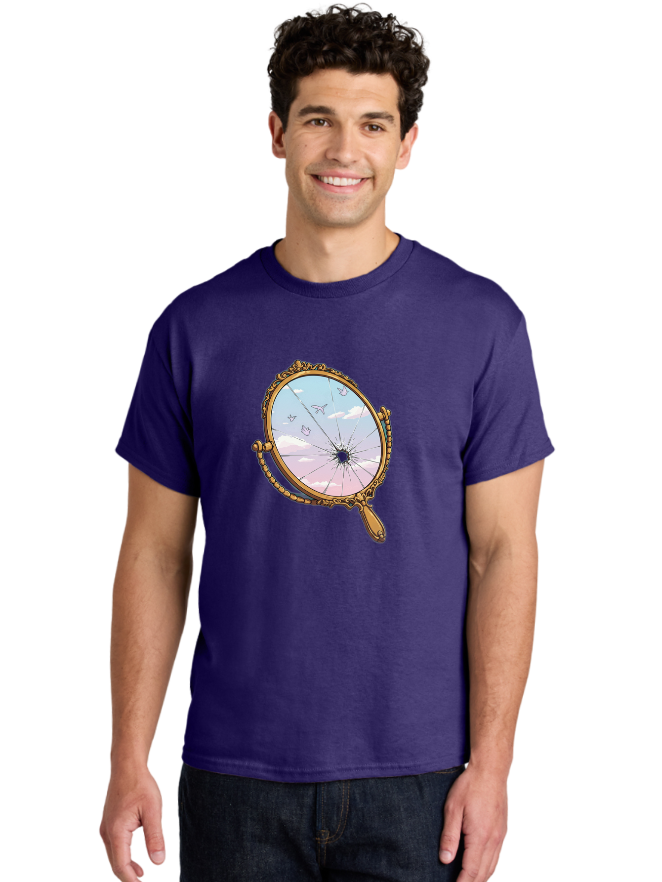 Broken-Mirror Men'S Graphic Tee, 100% Cotton, Comfortable Casual Summer Wear, Machine Washable, Vintage Camera, Old Camera, Antique Camera, Black Camera, Classic Photography, Photography Equipment, Nostalgic Device, Film Camera, Camera Art Bak137