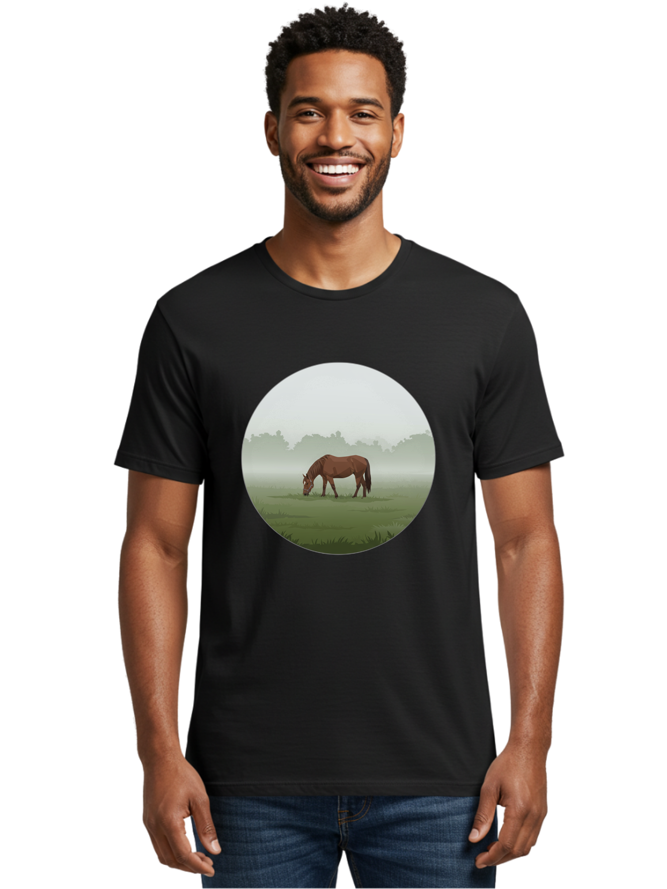 Brown-Horse-Grazing Men'S Graphic Tee, 100% Cotton, Comfortable Casual Summer Wear, Machine Washable, Vintage Camera, Old Camera, Antique Camera, Black Camera, Classic Photography, Photography Equipment, Nostalgic Device, Film Camera, Bak142