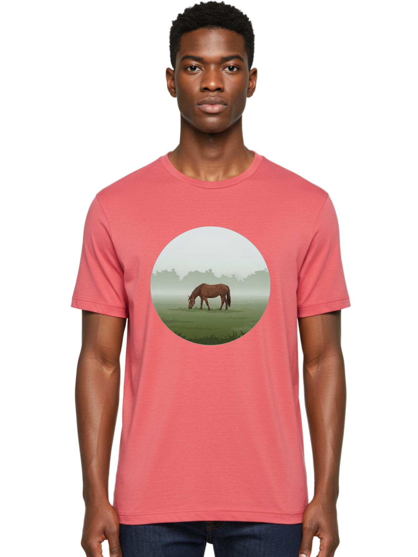 Brown-Horse-Grazing Men'S Graphic Tee, 100% Cotton, Comfortable Casual Summer Wear, Machine Washable, Vintage Camera, Old Camera, Antique Camera, Black Camera, Classic Photography, Photography Equipment, Nostalgic Device, Film Camera, Bak142