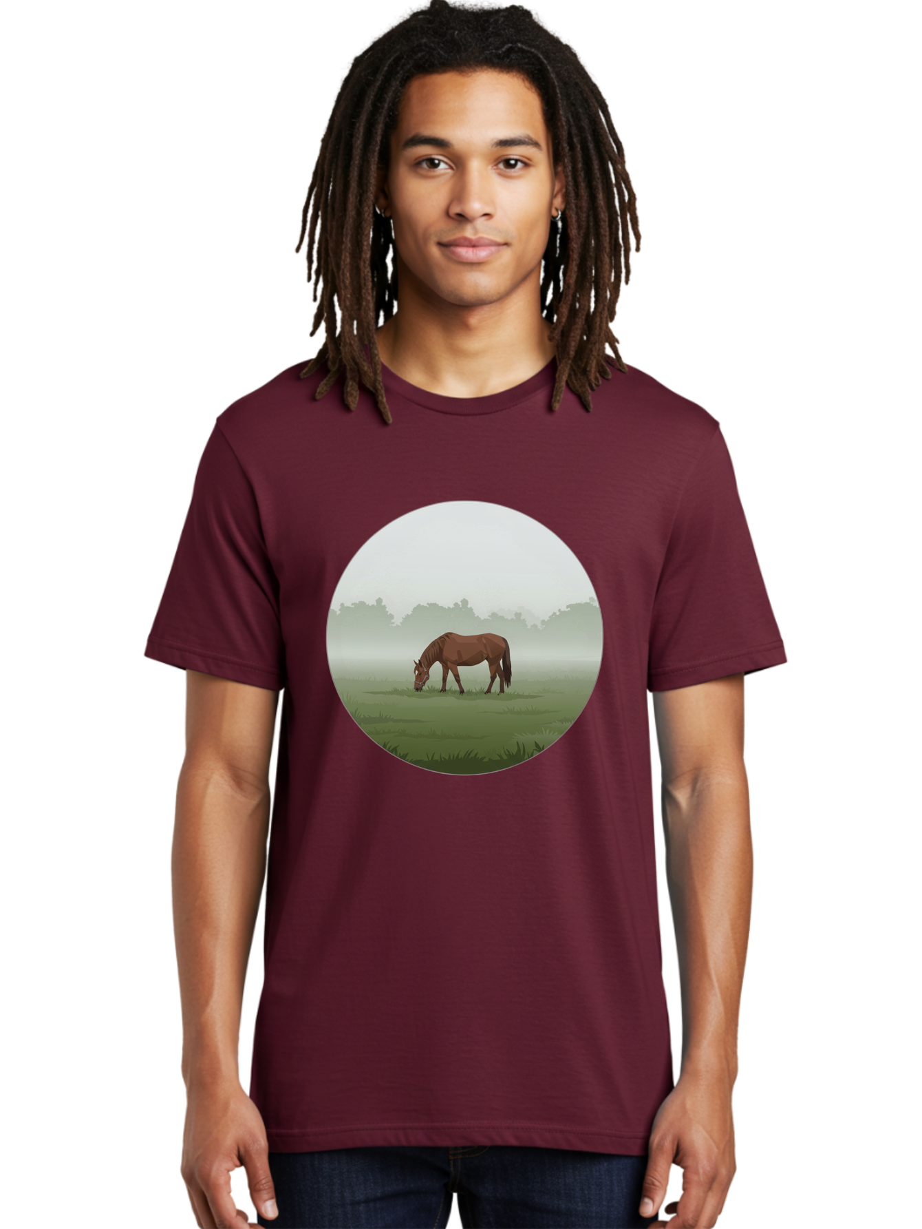 Brown-Horse-Grazing Men'S Graphic Tee, 100% Cotton, Comfortable Casual Summer Wear, Machine Washable, Vintage Camera, Old Camera, Antique Camera, Black Camera, Classic Photography, Photography Equipment, Nostalgic Device, Film Camera, Bak142