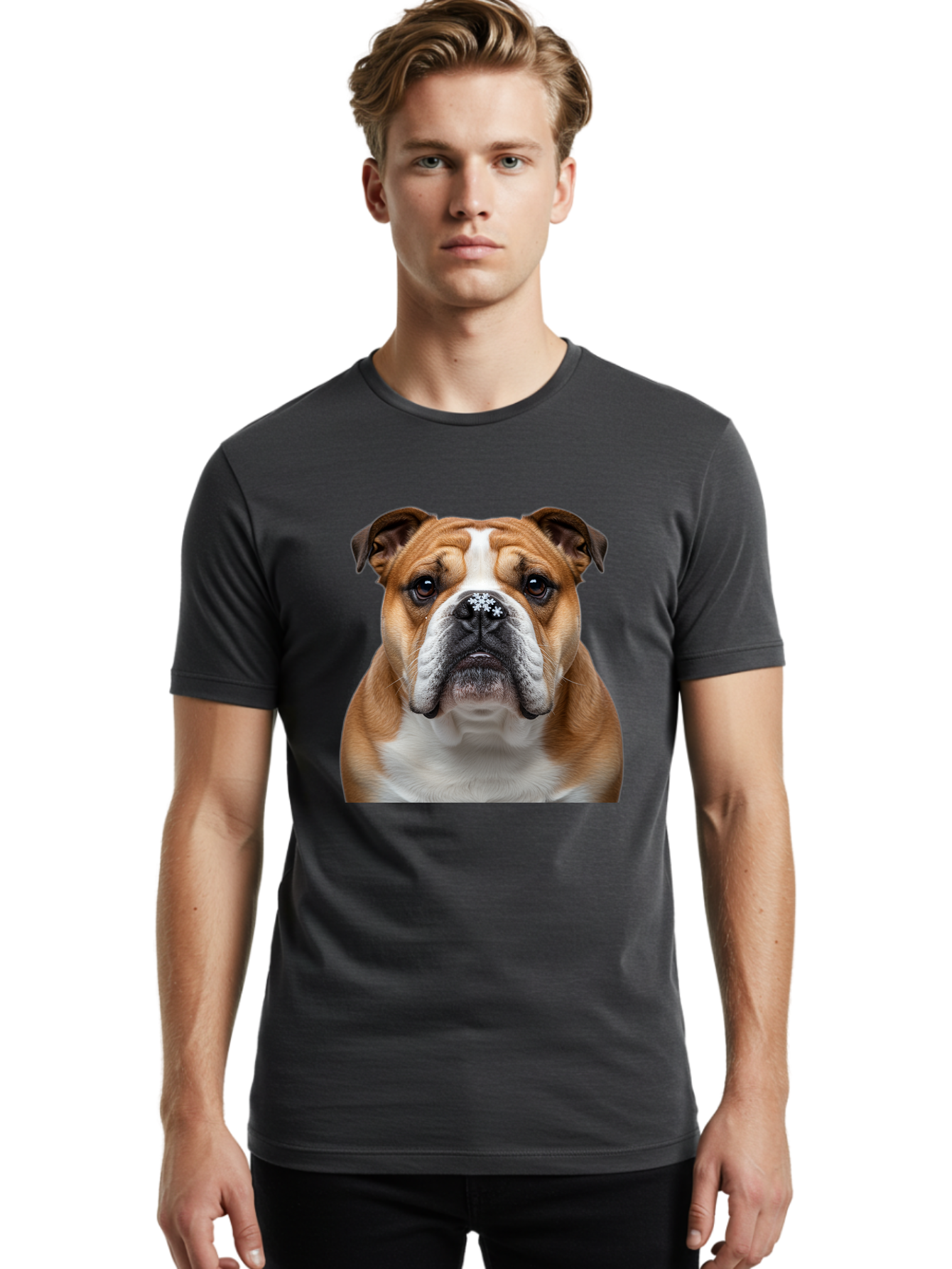 Bulldog-Portrait Men'S Graphic Tee, 100% Cotton, Comfortable Casual Summer Wear, Machine Washable, Vintage Camera, Old Camera, Antique Camera, Black Camera, Classic Photography, Photography Equipment, Nostalgic Device, Film Camera, Camera Art Bak145