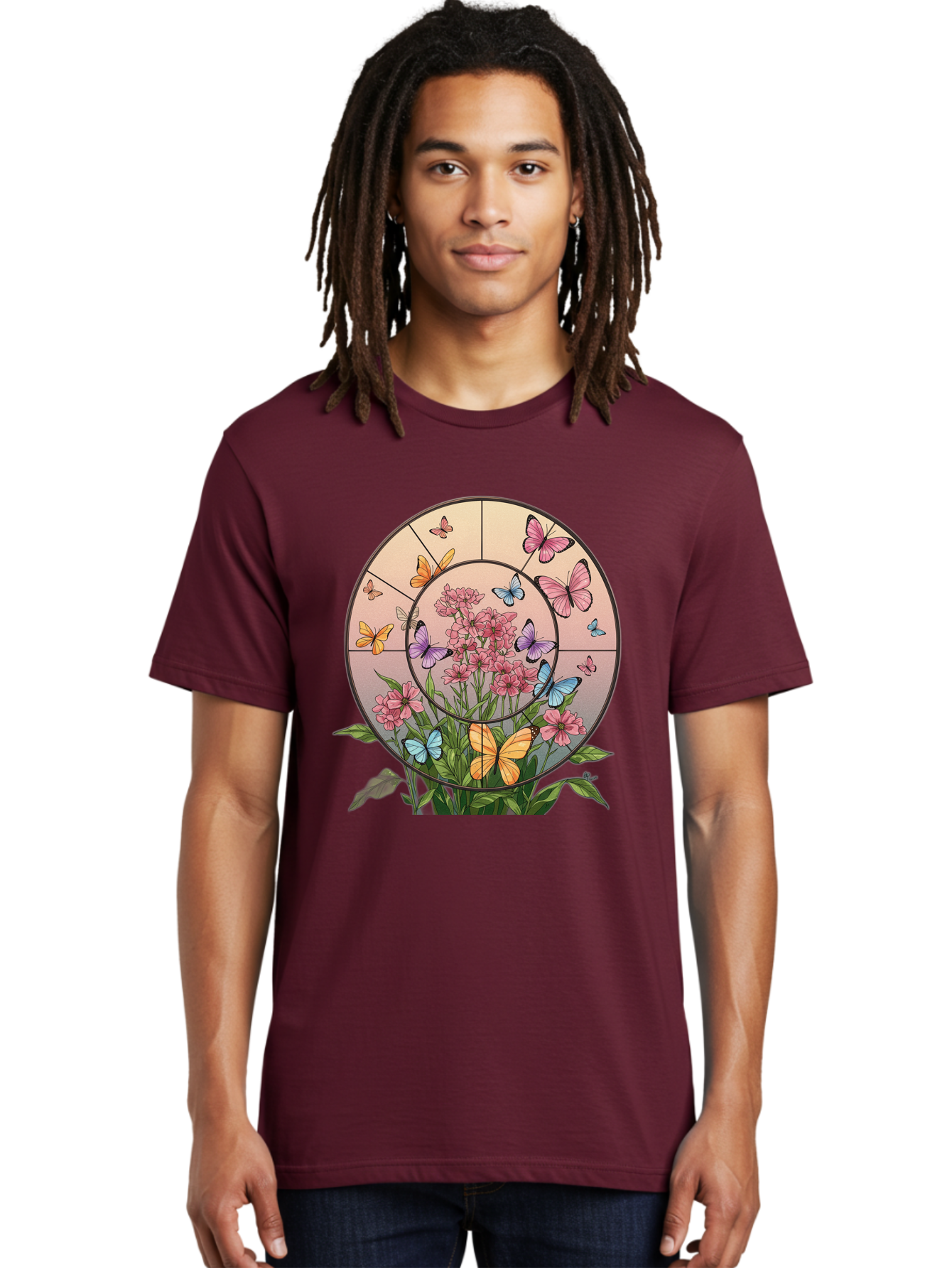 Butterflies-And-Flowers-1 Men'S Graphic Tee, 100% Cotton, Comfortable Casual Summer Wear, Machine Washable, Vintage Camera, Old Camera, Antique Camera, Black Camera, Classic Photography, Photography Equipment, Nostalgic Device, Film Camera, Bak151