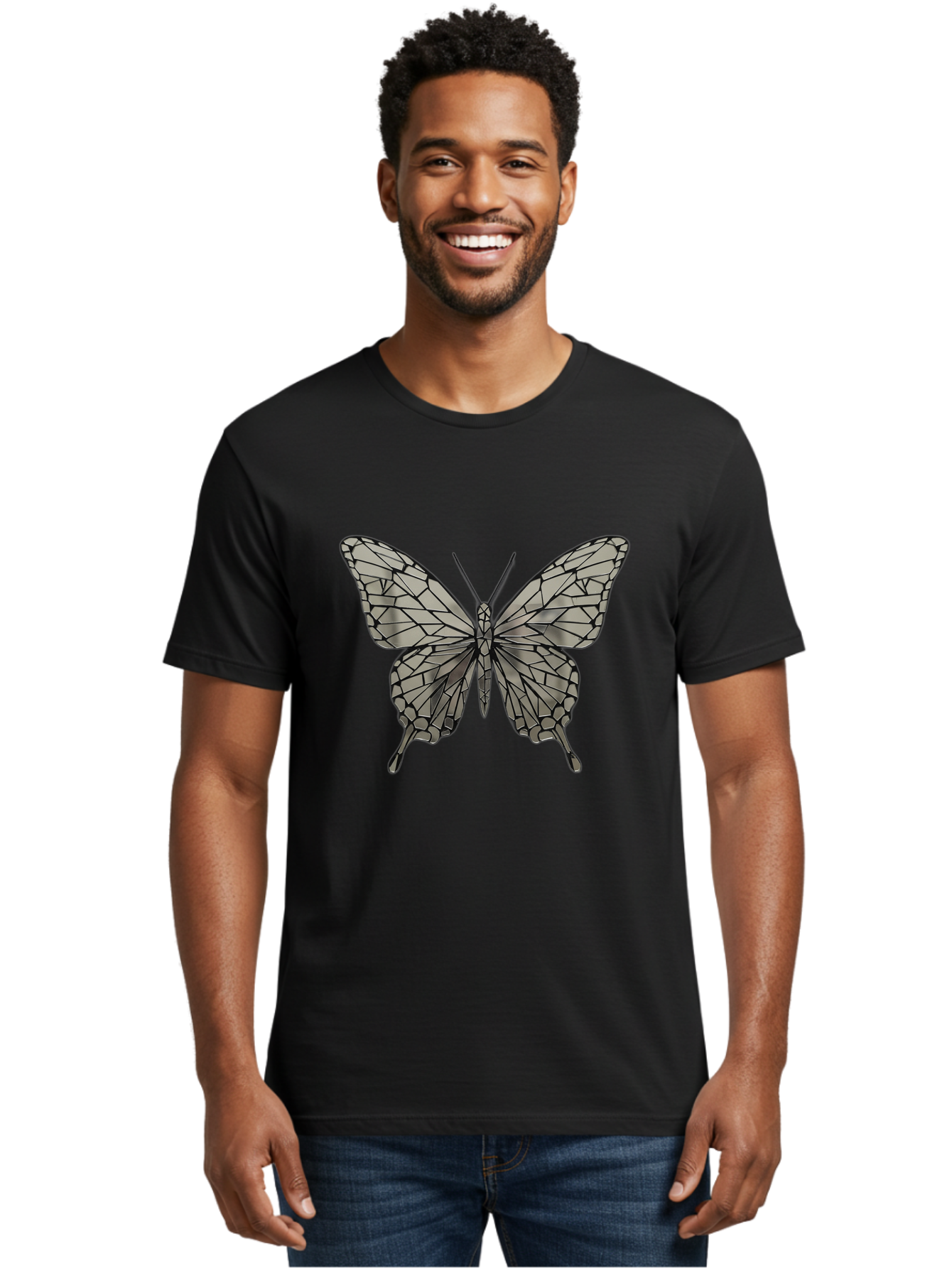 Butterfly-1 Men'S Graphic Tee, 100% Cotton, Comfortable Casual Summer Wear, Machine Washable, Vintage Camera, Old Camera, Antique Camera, Black Camera, Classic Photography, Photography Equipment, Nostalgic Device, Film Camera, Camera Art Bak154