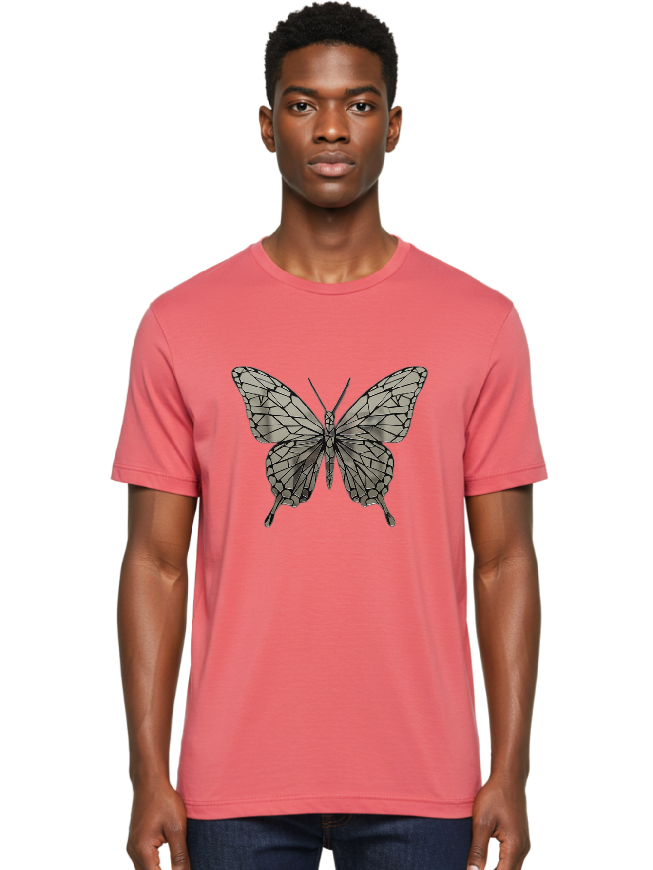 Butterfly-1 Men'S Graphic Tee, 100% Cotton, Comfortable Casual Summer Wear, Machine Washable, Vintage Camera, Old Camera, Antique Camera, Black Camera, Classic Photography, Photography Equipment, Nostalgic Device, Film Camera, Camera Art Bak154