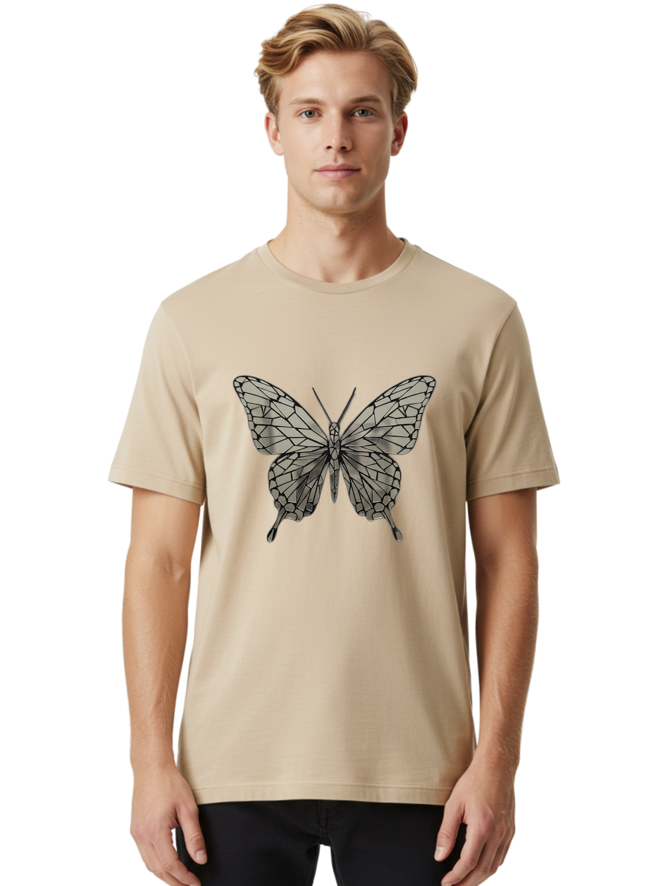 Butterfly-1 Men'S Graphic Tee, 100% Cotton, Comfortable Casual Summer Wear, Machine Washable, Vintage Camera, Old Camera, Antique Camera, Black Camera, Classic Photography, Photography Equipment, Nostalgic Device, Film Camera, Camera Art Bak154
