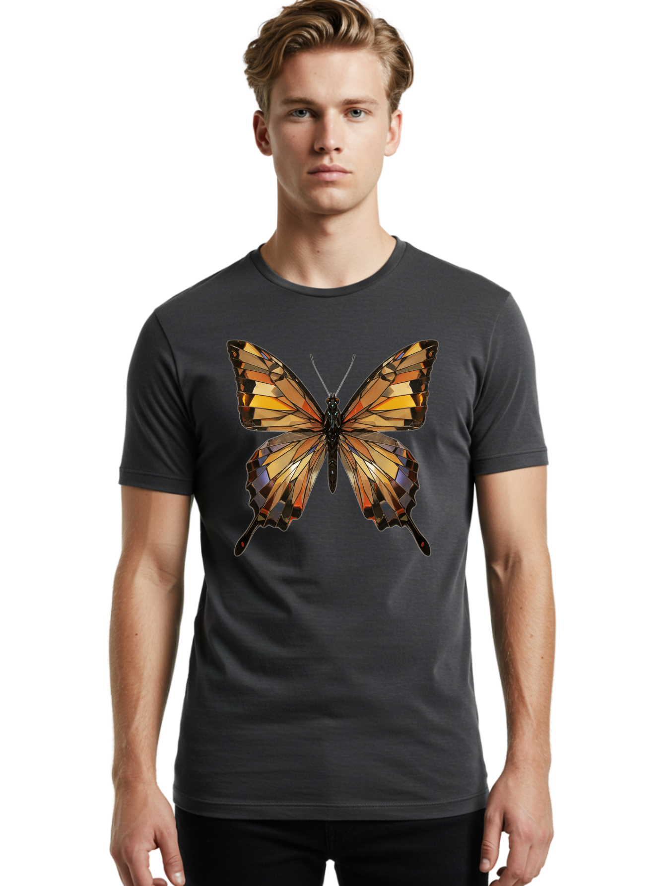 Butterfly-2 Men'S Graphic Tee, 100% Cotton, Comfortable Casual Summer Wear, Machine Washable, Vintage Camera, Old Camera, Antique Camera, Black Camera, Classic Photography, Photography Equipment, Nostalgic Device, Film Camera, Camera Art Bak155