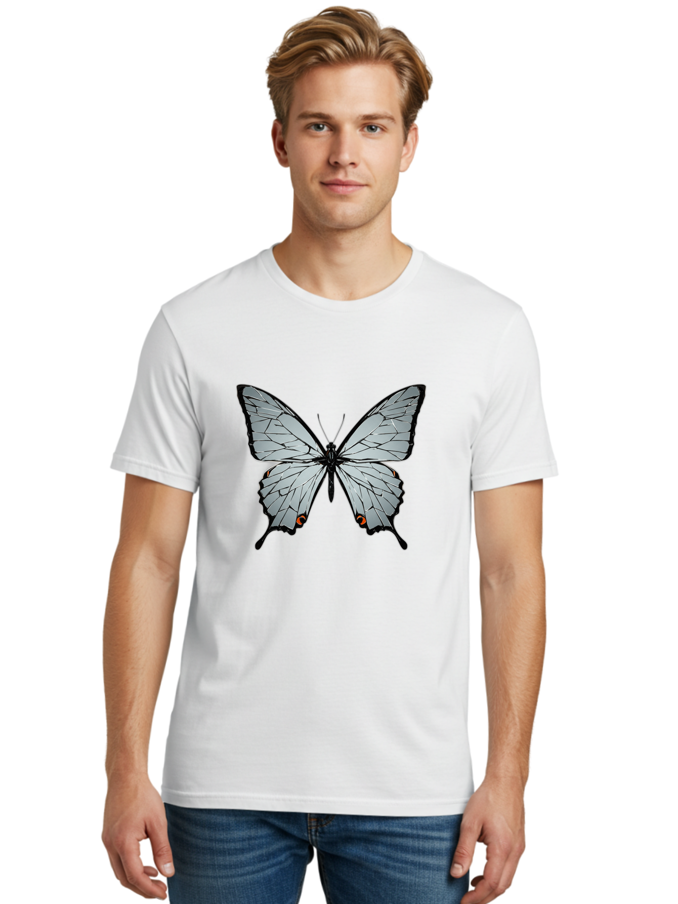 Butterfly-4 Men'S Graphic Tee, 100% Cotton, Comfortable Casual Summer Wear, Machine Washable, Vintage Camera, Old Camera, Antique Camera, Black Camera, Classic Photography, Photography Equipment, Nostalgic Device, Film Camera, Camera Art Bak157