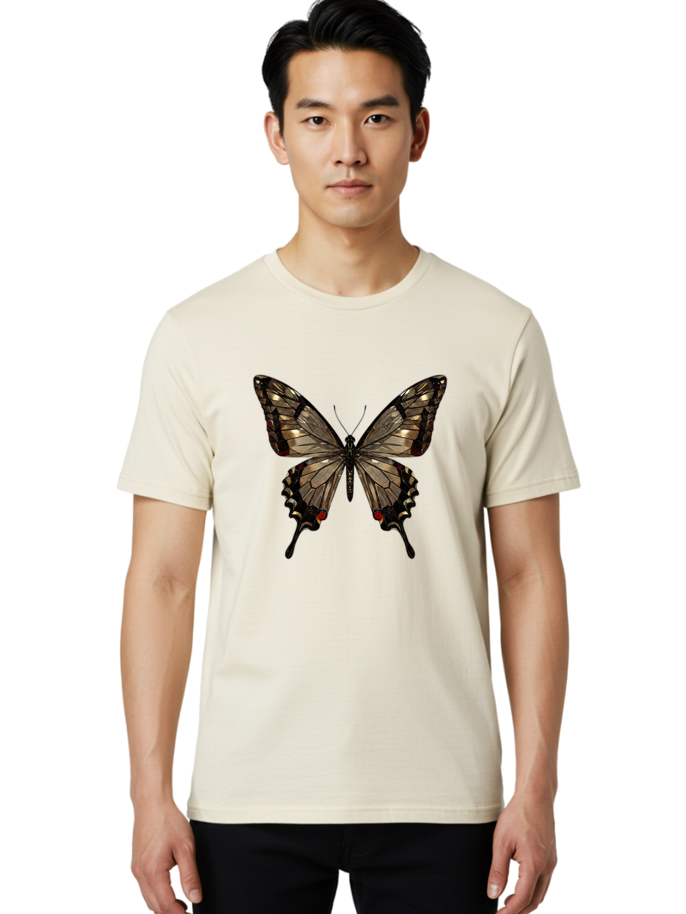 Butterfly-5 Men'S Graphic Tee, 100% Cotton, Comfortable Casual Summer Wear, Machine Washable, Vintage Camera, Old Camera, Antique Camera, Black Camera, Classic Photography, Photography Equipment, Nostalgic Device, Film Camera, Camera Art Bak158
