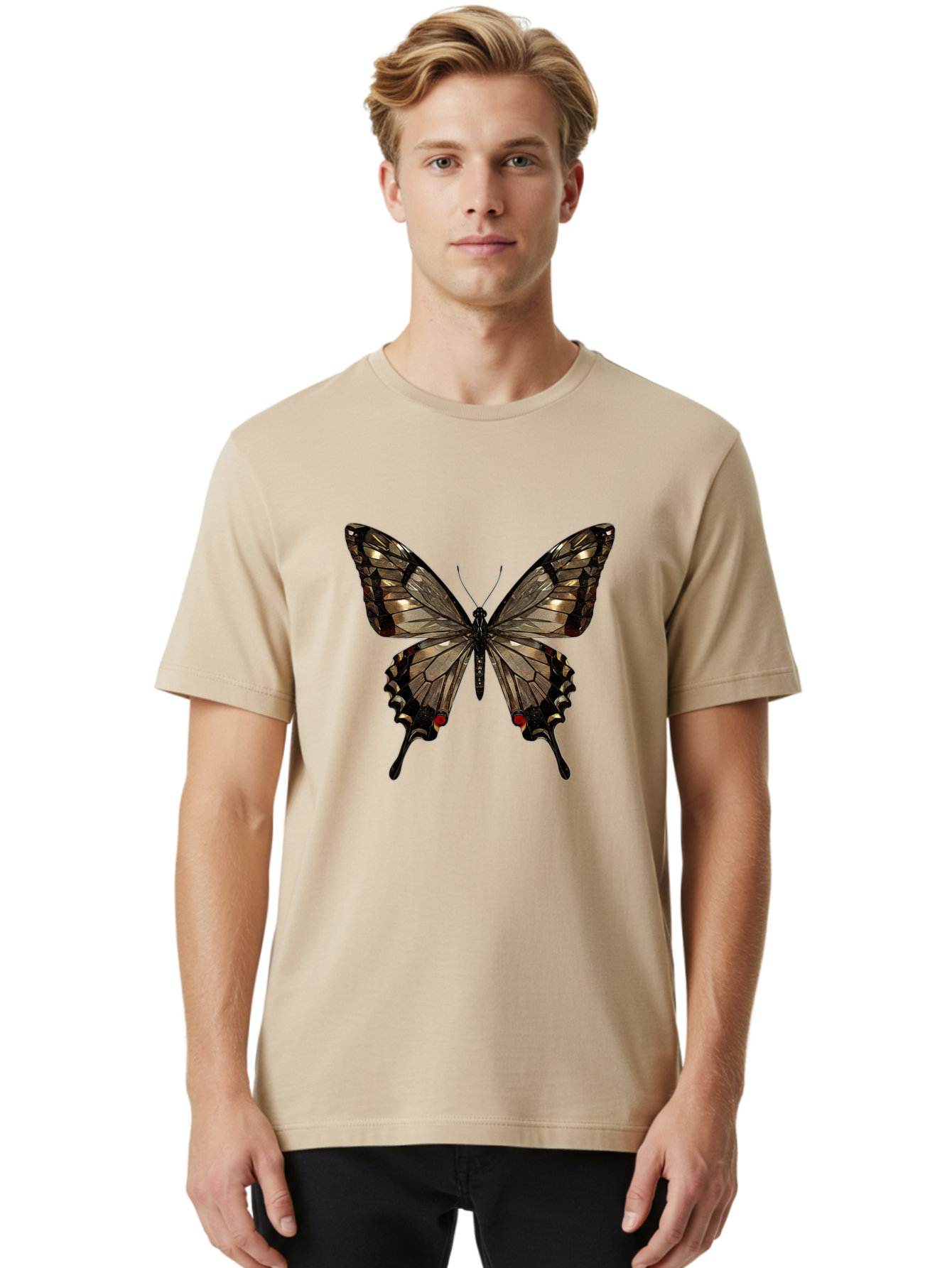 Butterfly-5 Men'S Graphic Tee, 100% Cotton, Comfortable Casual Summer Wear, Machine Washable, Vintage Camera, Old Camera, Antique Camera, Black Camera, Classic Photography, Photography Equipment, Nostalgic Device, Film Camera, Camera Art Bak158
