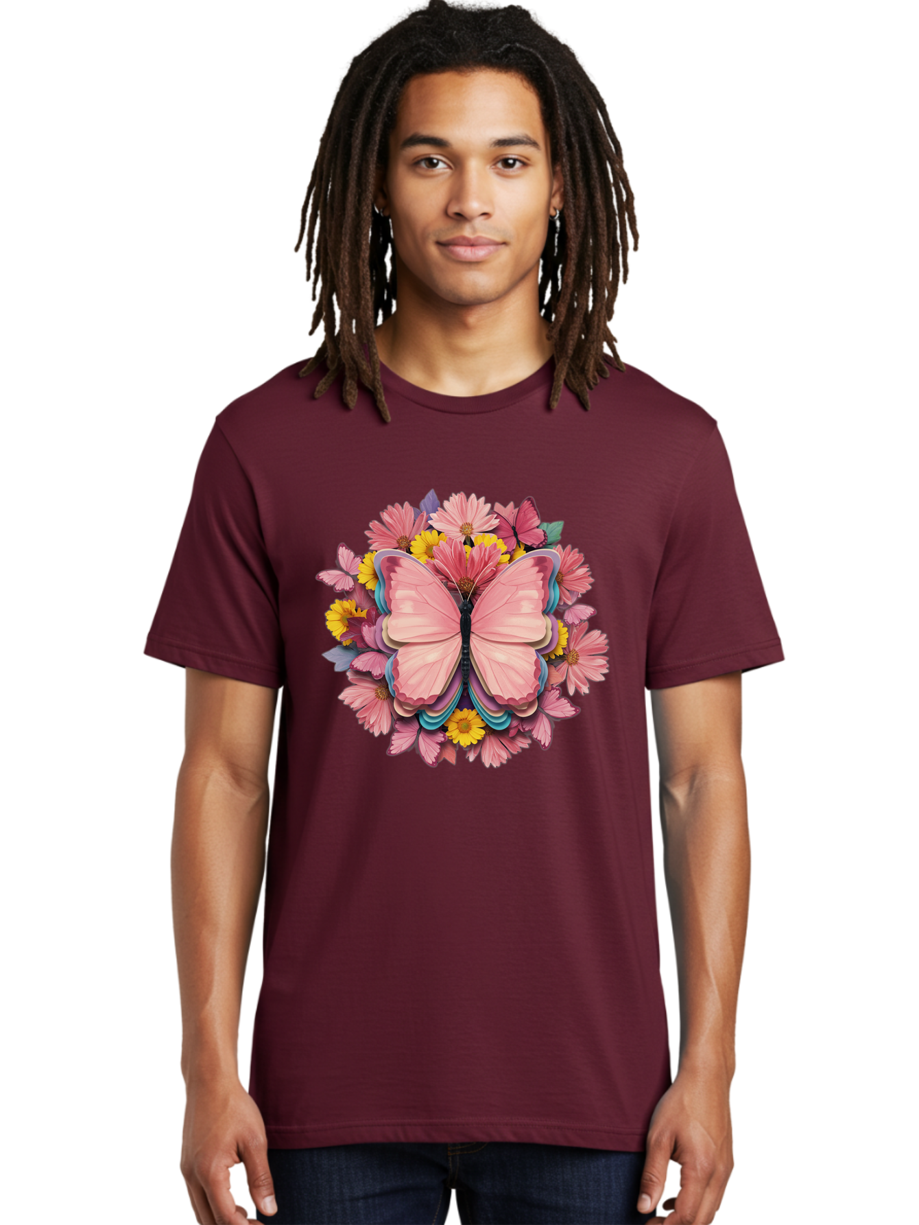 Butterfly-And-Flowers Men'S Graphic Tee, 100% Cotton, Comfortable Casual Summer Wear, Machine Washable, Vintage Camera, Old Camera, Antique Camera, Black Camera, Classic Photography, Photography Equipment, Nostalgic Device, Film Camera, Bak159