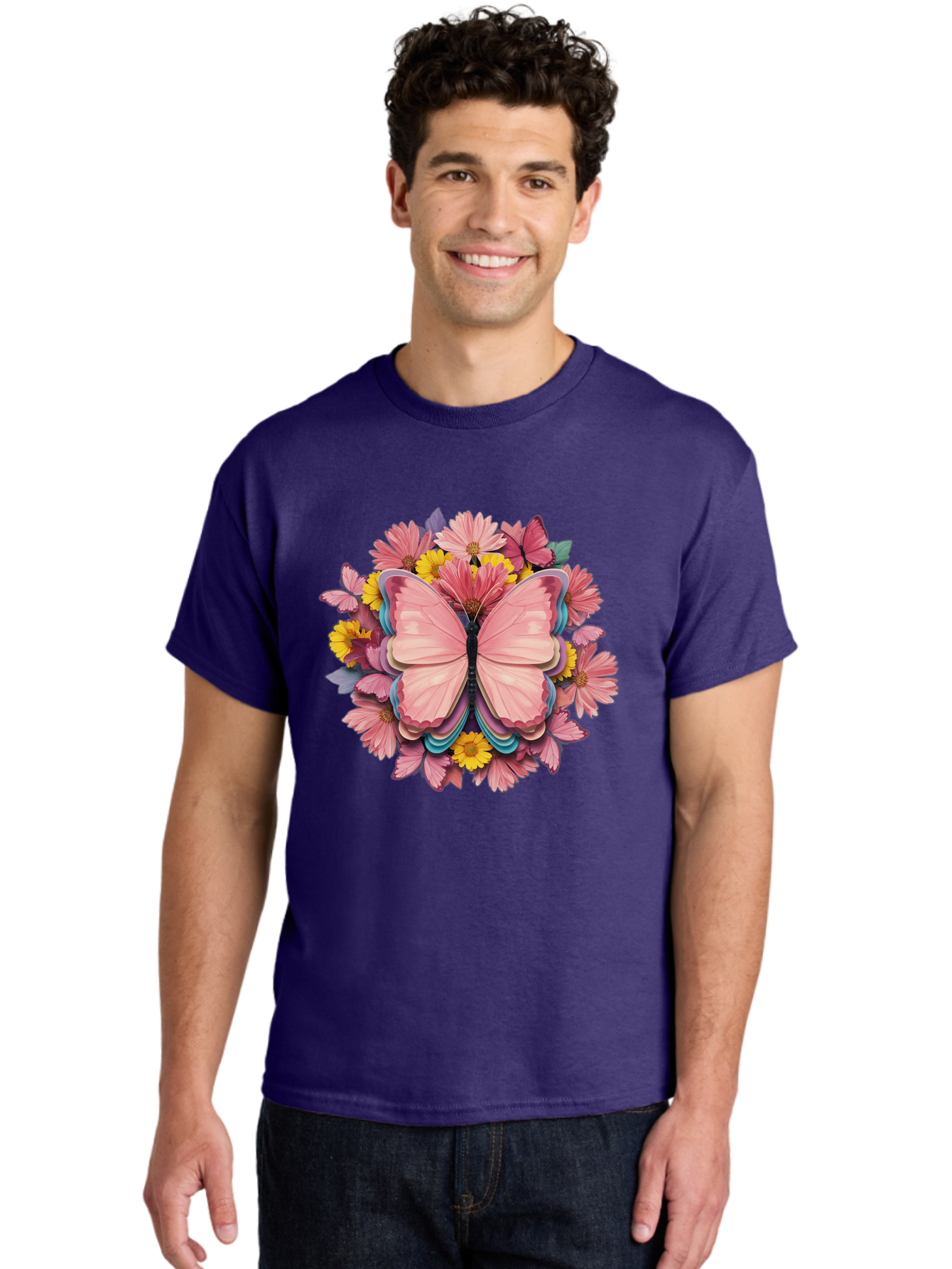 Butterfly-And-Flowers Men'S Graphic Tee, 100% Cotton, Comfortable Casual Summer Wear, Machine Washable, Vintage Camera, Old Camera, Antique Camera, Black Camera, Classic Photography, Photography Equipment, Nostalgic Device, Film Camera, Bak159