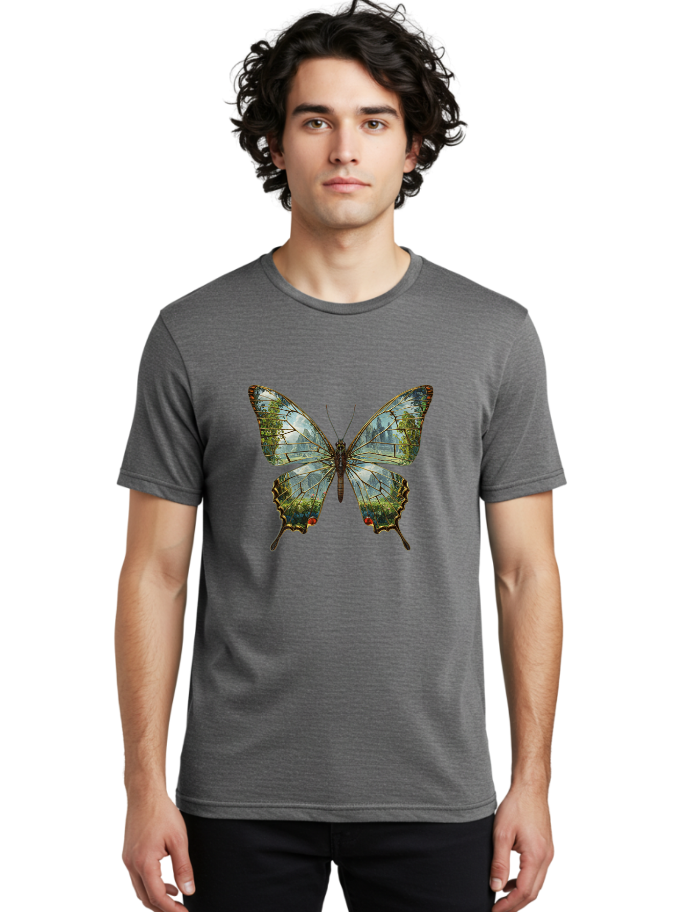Butterfly-Cityscape Men'S Graphic Tee, 100% Cotton, Comfortable Casual Summer Wear, Machine Washable, Vintage Camera, Old Camera, Antique Camera, Black Camera, Classic Photography, Photography Equipment, Nostalgic Device, Film Camera, Bak160