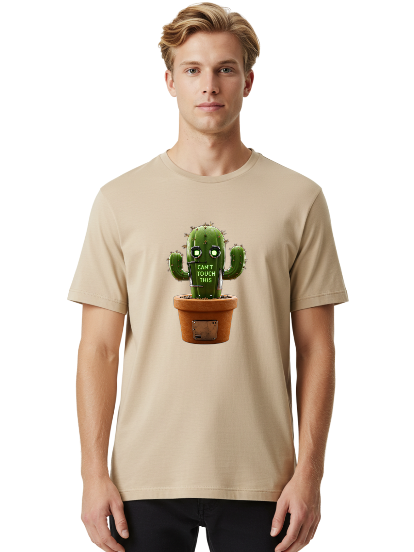 Can-T-Touch-This-Cactus-3 Men'S Graphic Tee, 100% Cotton, Comfortable Casual Summer Wear, Machine Washable, Vintage Camera, Old Camera, Antique Camera, Black Camera, Classic Photography, Photography Equipment, Nostalgic Device, Film Camera, Bak171