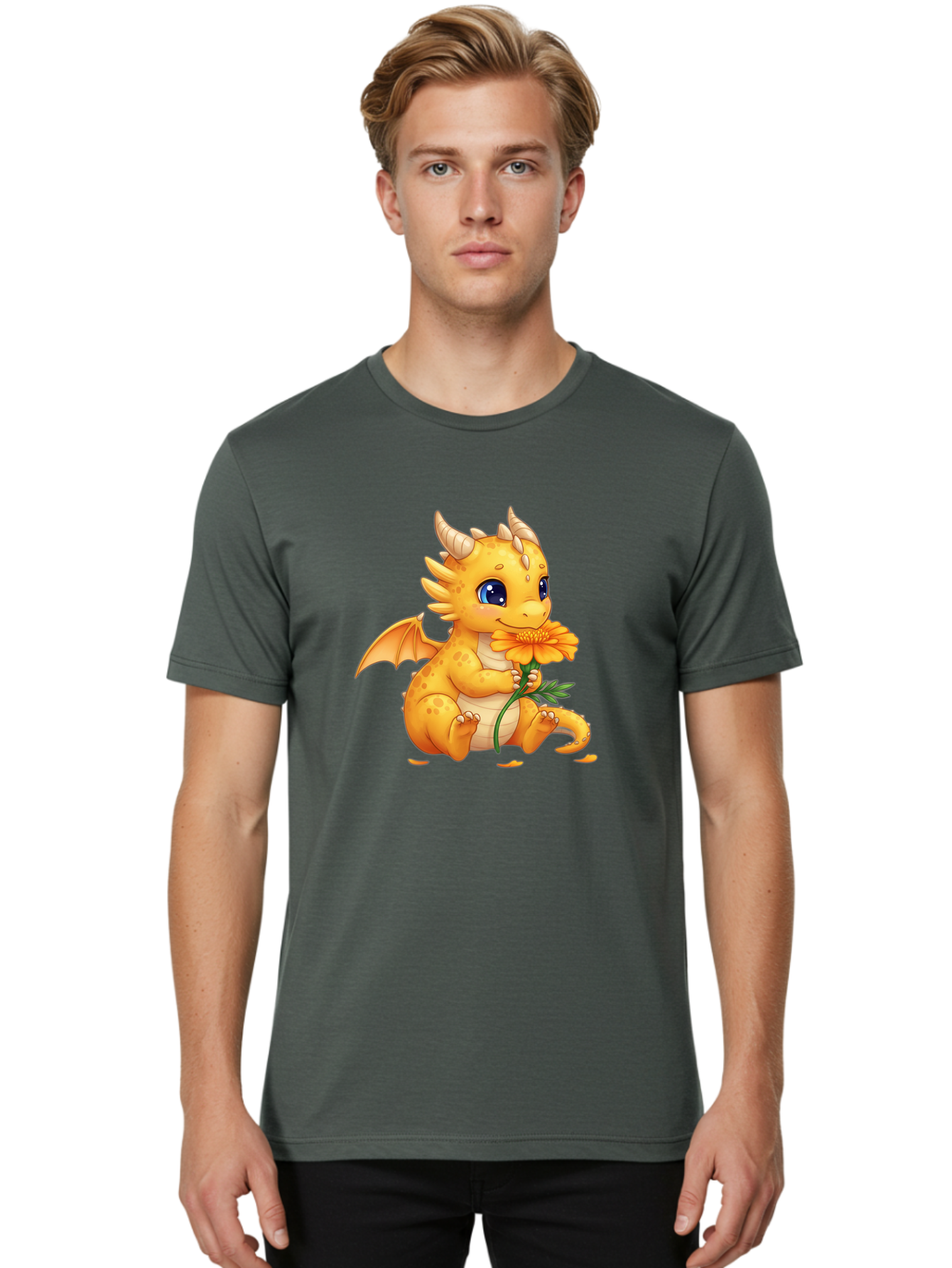 Cartoon-Dragon-With-Flower Men'S Graphic Tee, 100% Cotton, Comfortable Casual Summer Wear, Machine Washable, Vintage Camera, Old Camera, Antique Camera, Black Camera, Classic Photography, Photography Equipment, Nostalgic Device, Film Camera, Bak181