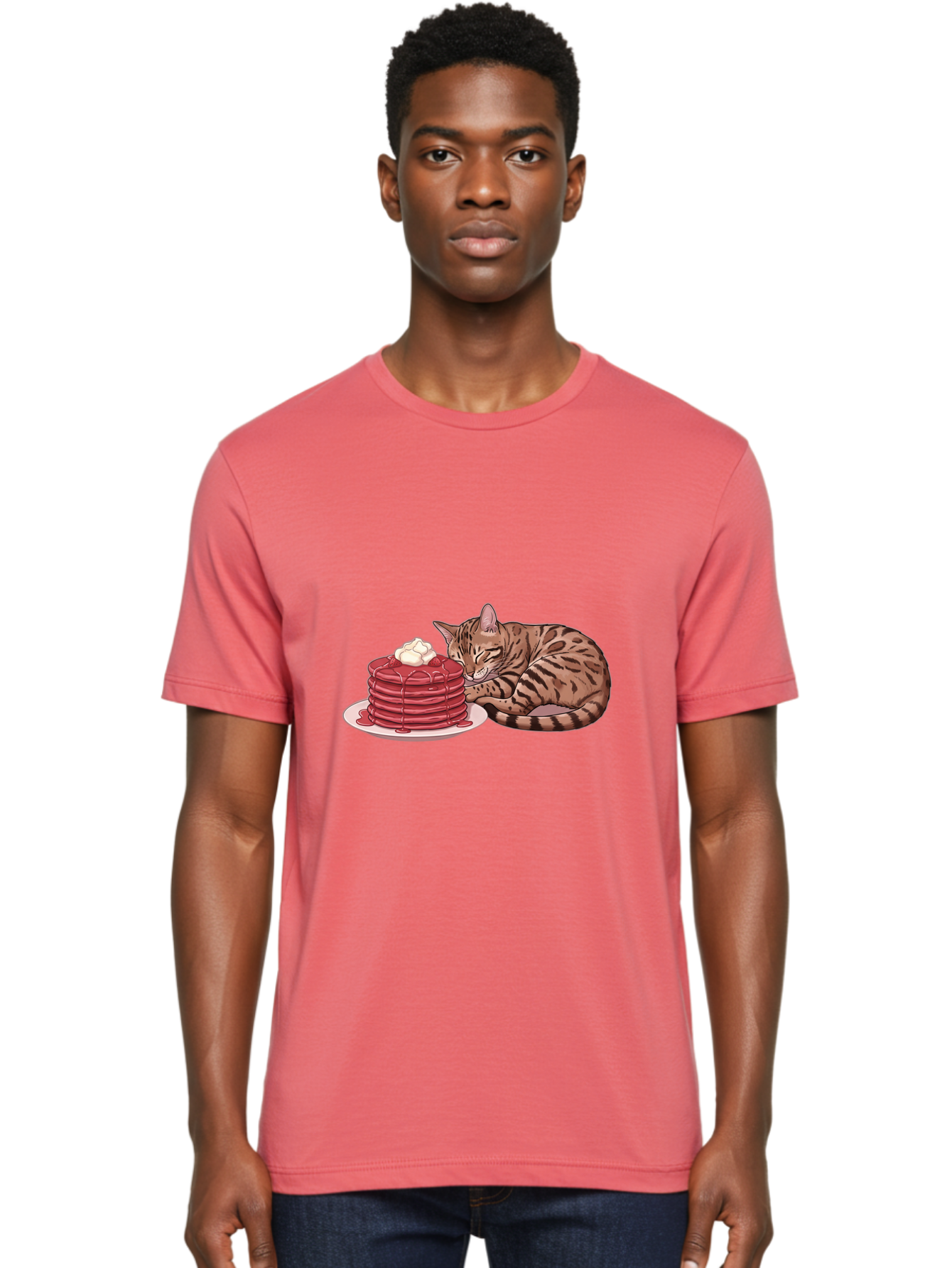 Cat-And-Pancakes-1 Men'S Graphic Tee, 100% Cotton, Comfortable Casual Summer Wear, Machine Washable, Vintage Camera, Old Camera, Antique Camera, Black Camera, Classic Photography, Photography Equipment, Nostalgic Device, Film Camera, Bak184