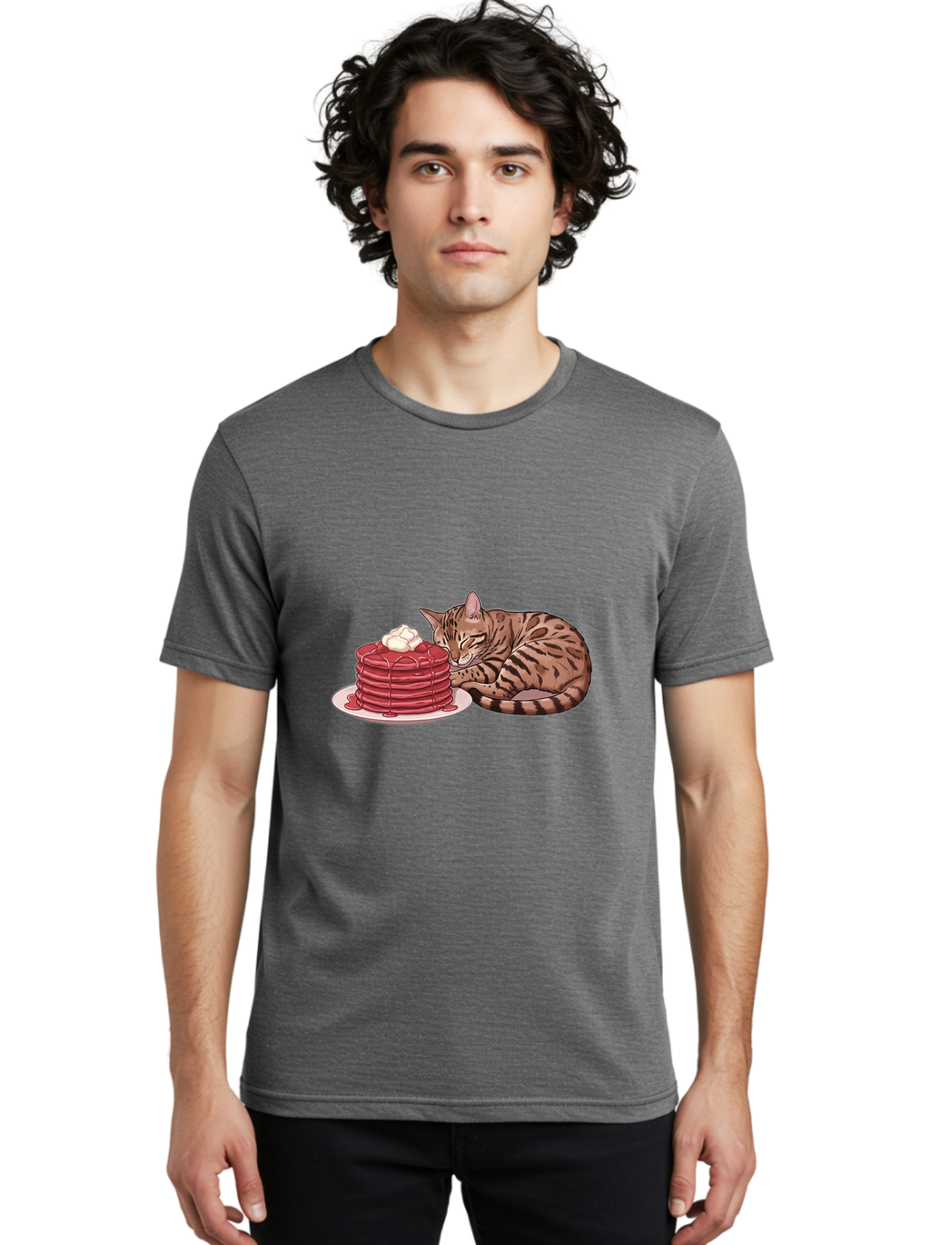 Cat-And-Pancakes-1 Men'S Graphic Tee, 100% Cotton, Comfortable Casual Summer Wear, Machine Washable, Vintage Camera, Old Camera, Antique Camera, Black Camera, Classic Photography, Photography Equipment, Nostalgic Device, Film Camera, Bak184