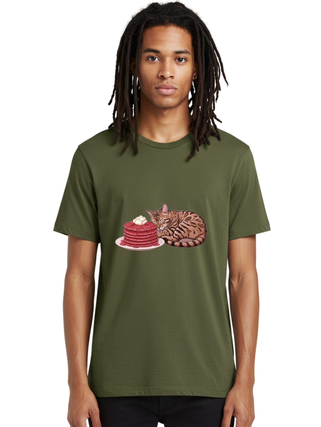 Cat-And-Pancakes-1 Men'S Graphic Tee, 100% Cotton, Comfortable Casual Summer Wear, Machine Washable, Vintage Camera, Old Camera, Antique Camera, Black Camera, Classic Photography, Photography Equipment, Nostalgic Device, Film Camera, Bak184