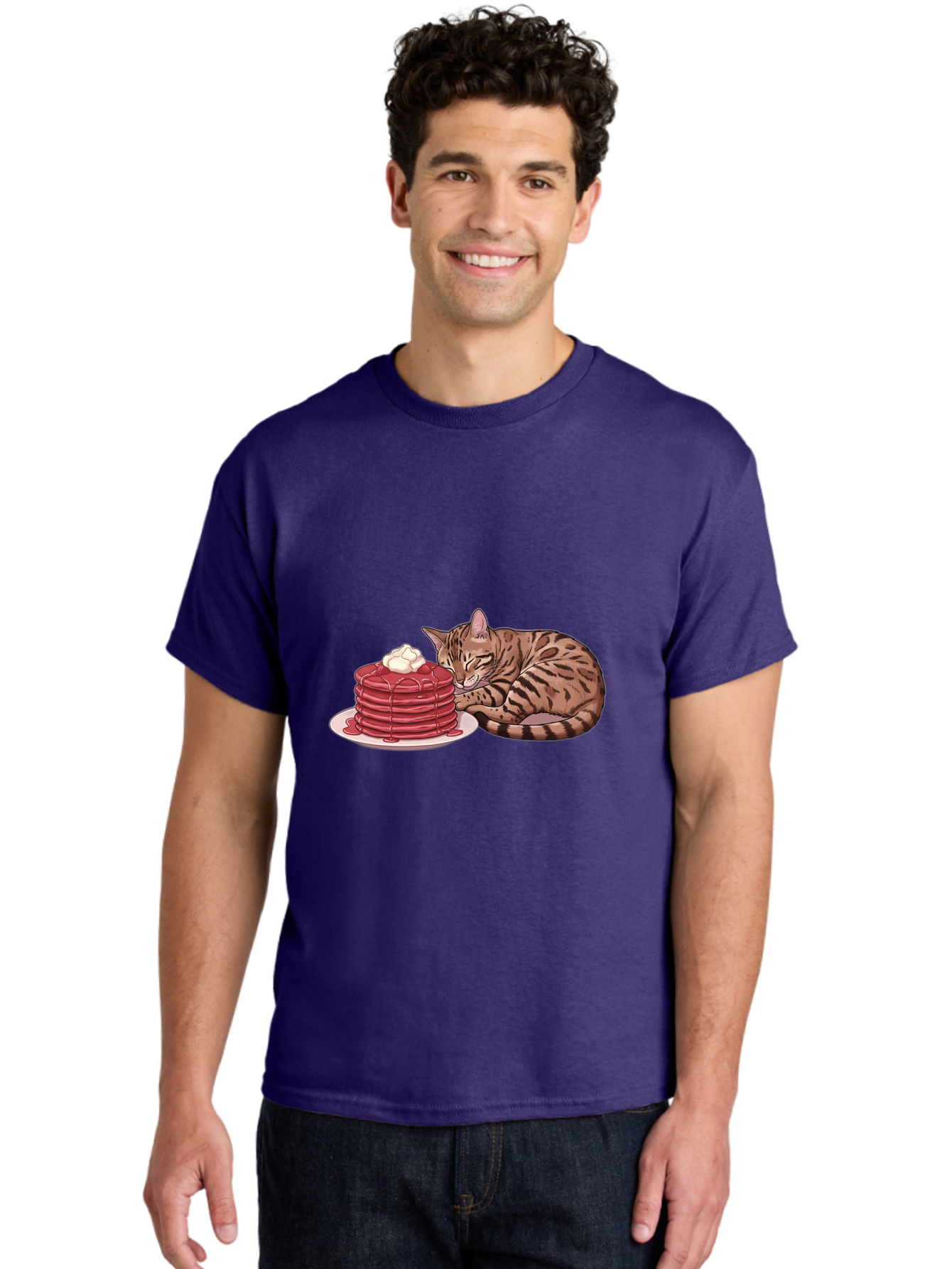 Cat-And-Pancakes-1 Men'S Graphic Tee, 100% Cotton, Comfortable Casual Summer Wear, Machine Washable, Vintage Camera, Old Camera, Antique Camera, Black Camera, Classic Photography, Photography Equipment, Nostalgic Device, Film Camera, Bak184