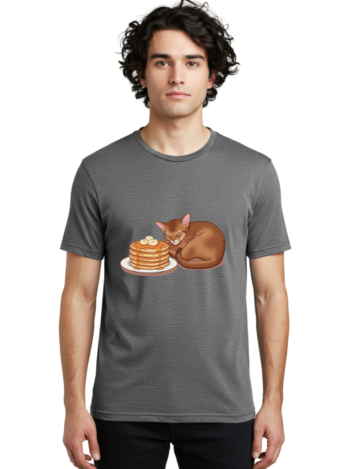 Cat-And-Pancakes-3 Men'S Graphic Tee, 100% Cotton, Comfortable Casual Summer Wear, Machine Washable, Vintage Camera, Old Camera, Antique Camera, Black Camera, Classic Photography, Photography Equipment, Nostalgic Device, Film Camera, Bak186