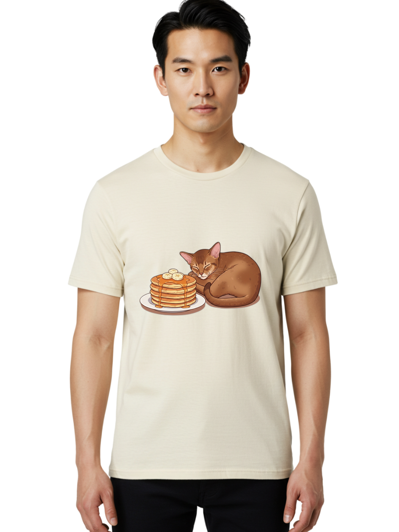Cat-And-Pancakes-3 Men'S Graphic Tee, 100% Cotton, Comfortable Casual Summer Wear, Machine Washable, Vintage Camera, Old Camera, Antique Camera, Black Camera, Classic Photography, Photography Equipment, Nostalgic Device, Film Camera, Bak186
