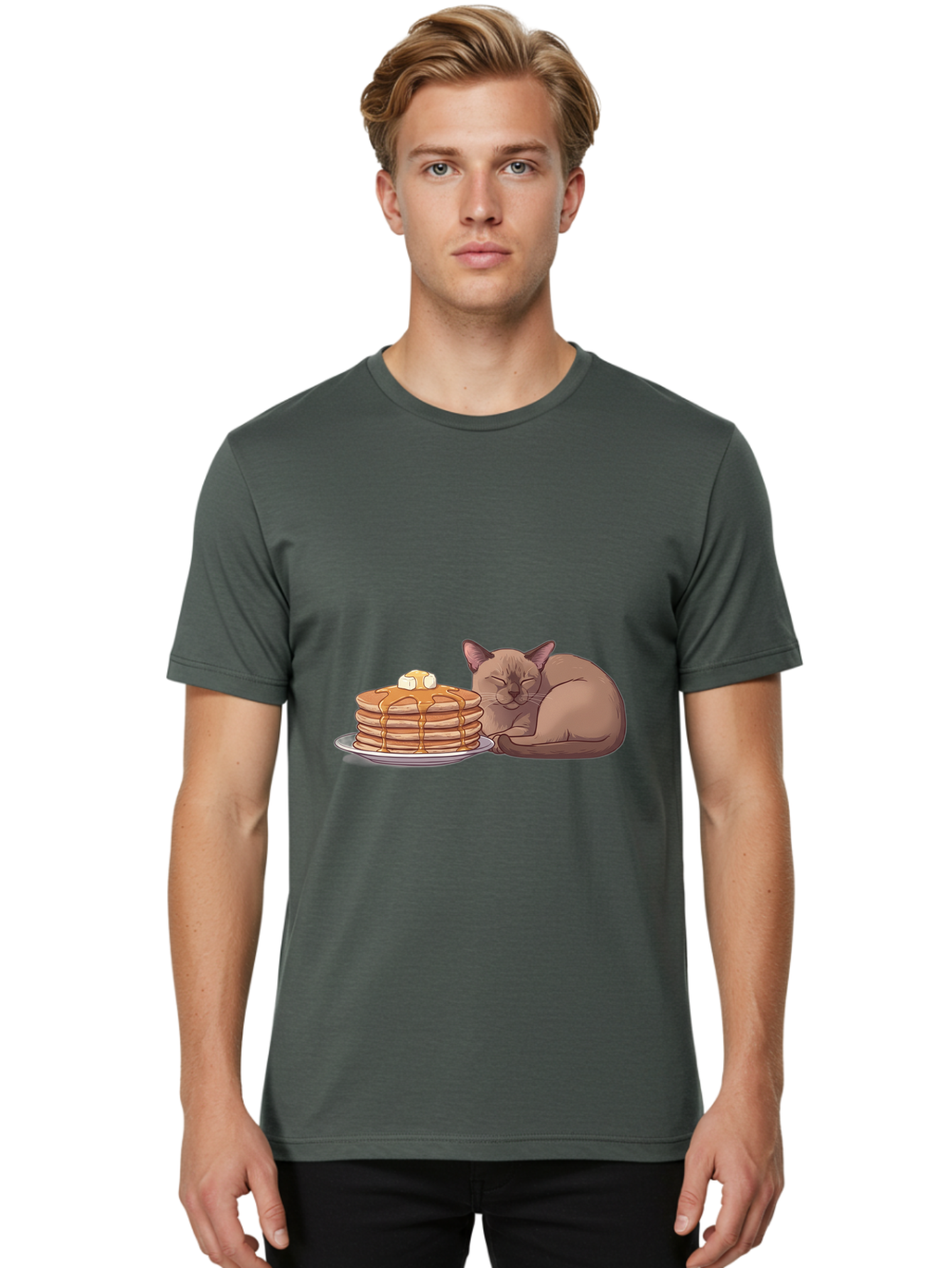 Cat-And-Pancakes-4 Men'S Graphic Tee, 100% Cotton, Comfortable Casual Summer Wear, Machine Washable, Vintage Camera, Old Camera, Antique Camera, Black Camera, Classic Photography, Photography Equipment, Nostalgic Device, Film Camera, Bak187