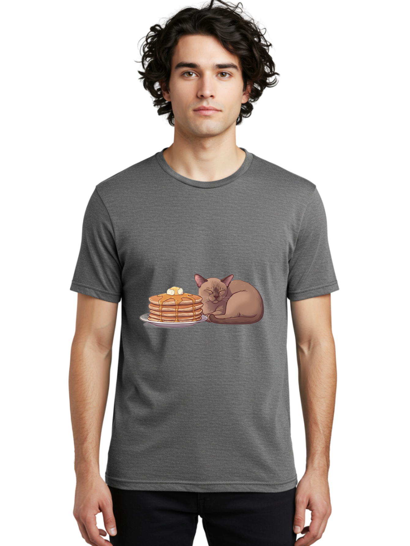 Cat-And-Pancakes-4 Men'S Graphic Tee, 100% Cotton, Comfortable Casual Summer Wear, Machine Washable, Vintage Camera, Old Camera, Antique Camera, Black Camera, Classic Photography, Photography Equipment, Nostalgic Device, Film Camera, Bak187