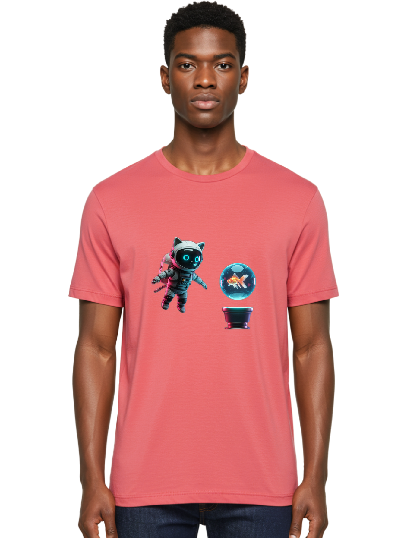 Cat-Astronaut-1 Men'S Graphic Tee, 100% Cotton, Comfortable Casual Summer Wear, Machine Washable, Vintage Camera, Old Camera, Antique Camera, Black Camera, Classic Photography, Photography Equipment, Nostalgic Device, Film Camera, Camera Art Bak189