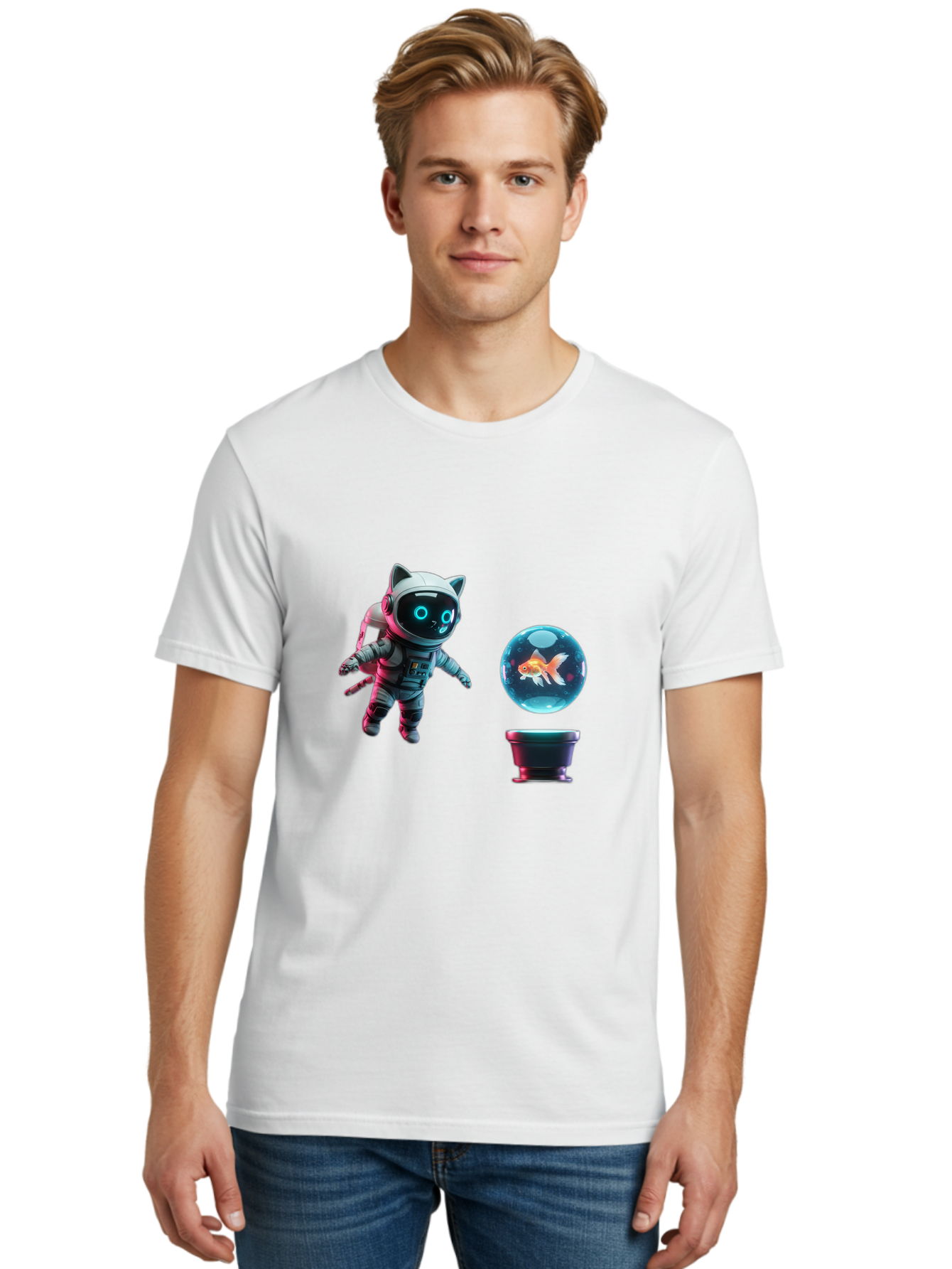Cat-Astronaut-1 Men'S Graphic Tee, 100% Cotton, Comfortable Casual Summer Wear, Machine Washable, Vintage Camera, Old Camera, Antique Camera, Black Camera, Classic Photography, Photography Equipment, Nostalgic Device, Film Camera, Camera Art Bak189