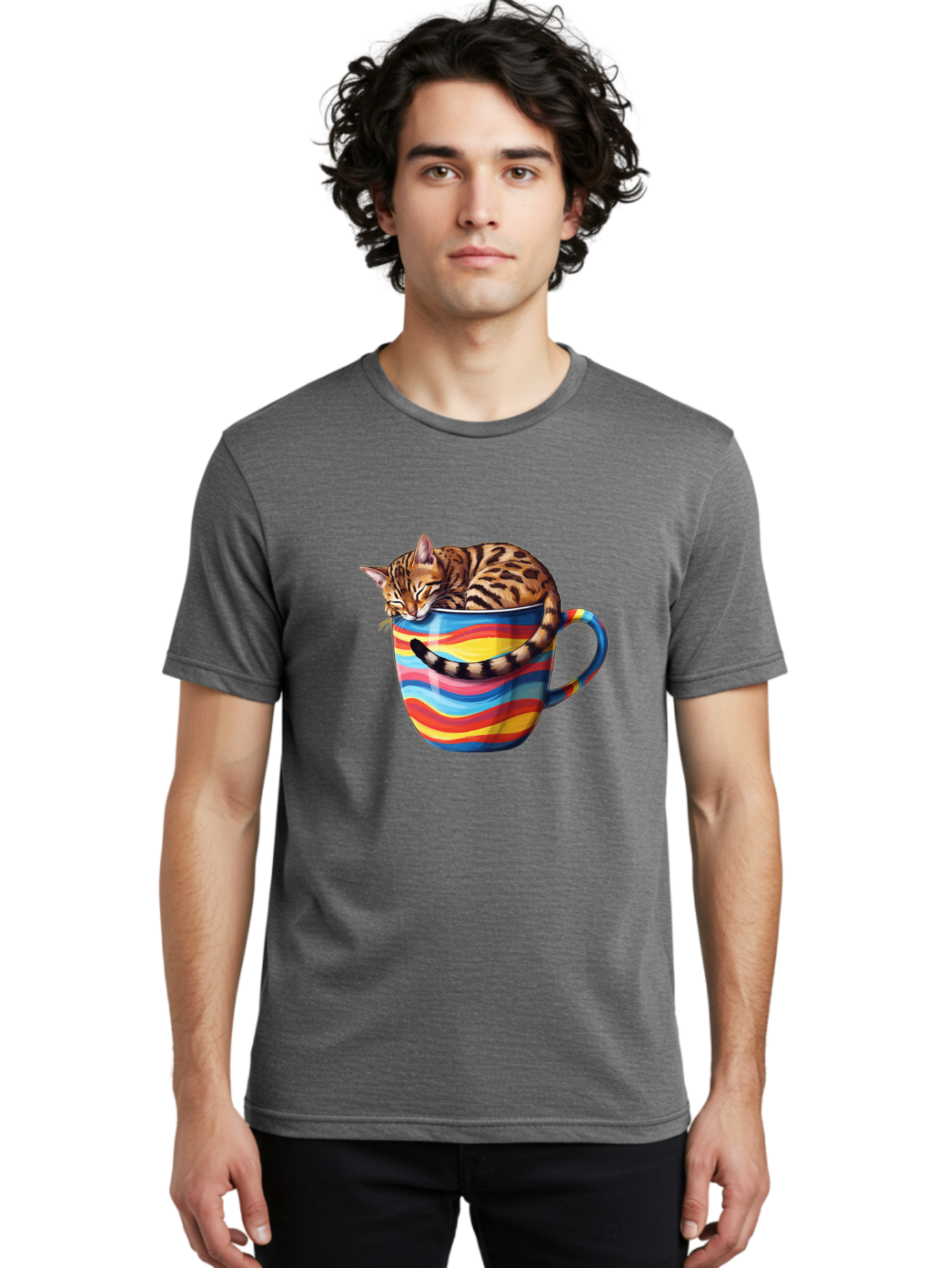 Cat-In-Coffee-Cup-2 Men'S Graphic Tee, 100% Cotton, Comfortable Casual Summer Wear, Machine Washable, Vintage Camera, Old Camera, Antique Camera, Black Camera, Classic Photography, Photography Equipment, Nostalgic Device, Film Camera, Bak194