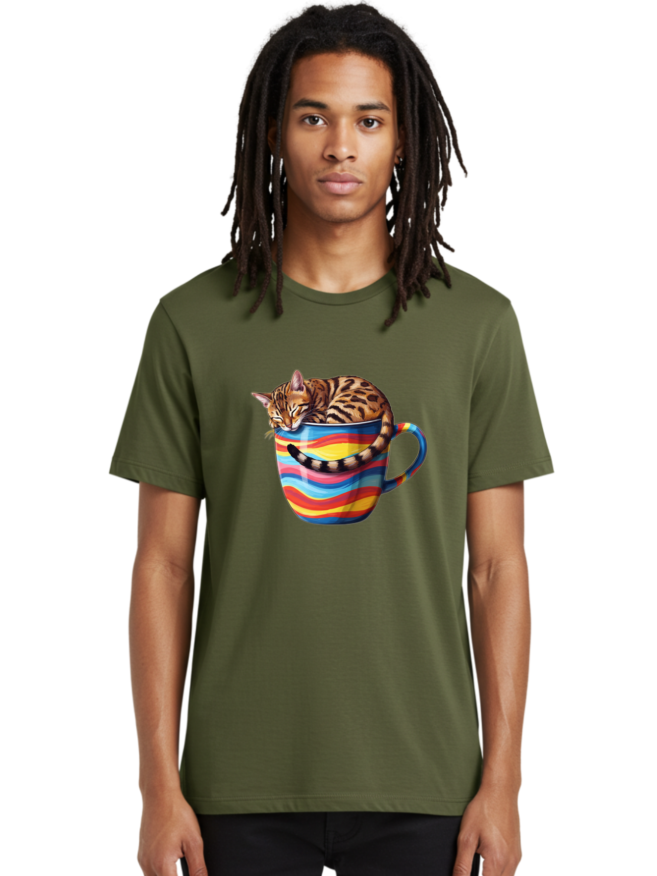 Cat-In-Coffee-Cup-2 Men'S Graphic Tee, 100% Cotton, Comfortable Casual Summer Wear, Machine Washable, Vintage Camera, Old Camera, Antique Camera, Black Camera, Classic Photography, Photography Equipment, Nostalgic Device, Film Camera, Bak194