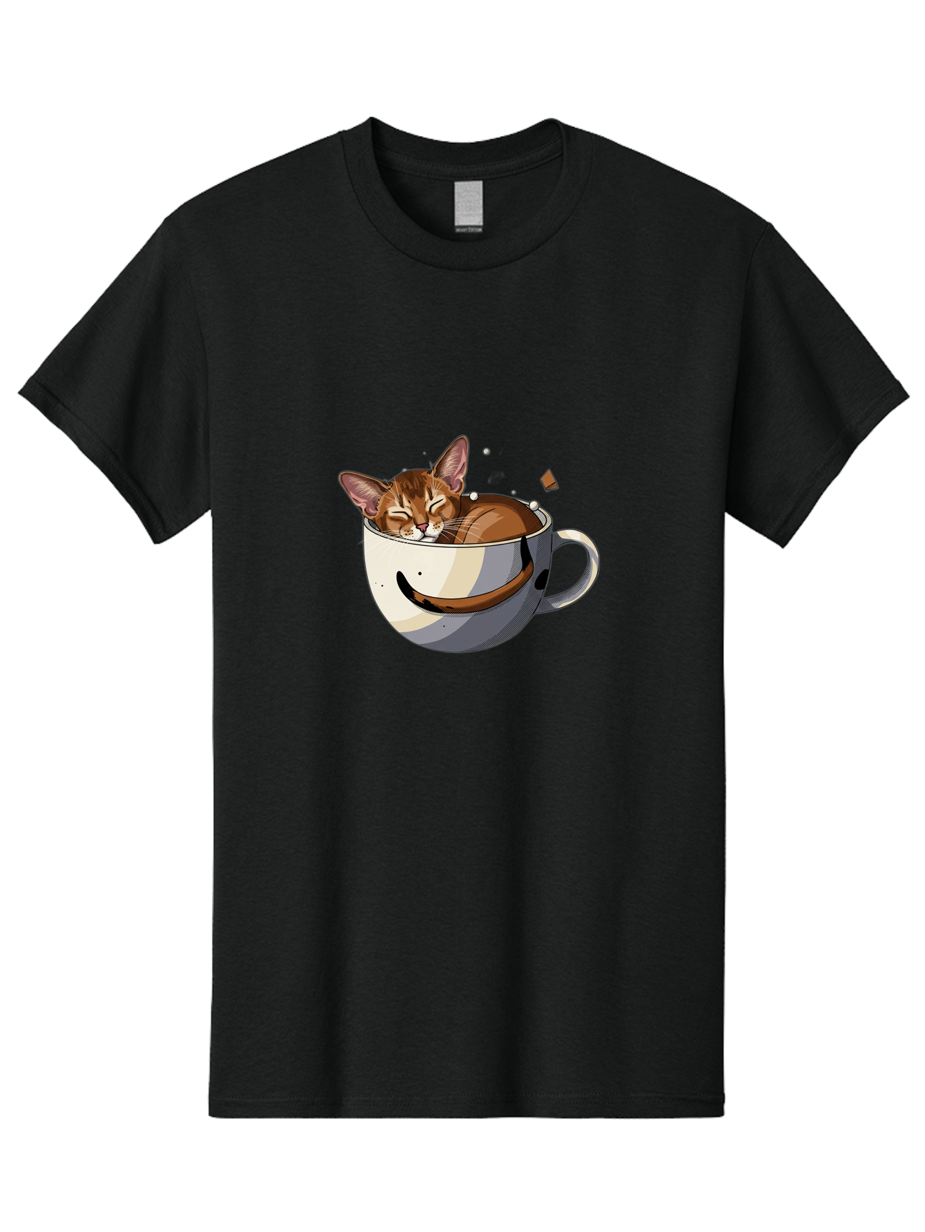 Cat-In-Coffee-Cup-3 Men'S Graphic Tee, 100% Cotton, Comfortable Casual Summer Wear, Machine Washable, Vintage Camera, Old Camera, Antique Camera, Black Camera, Classic Photography, Photography Equipment, Nostalgic Device, Film Camera, Bak195
