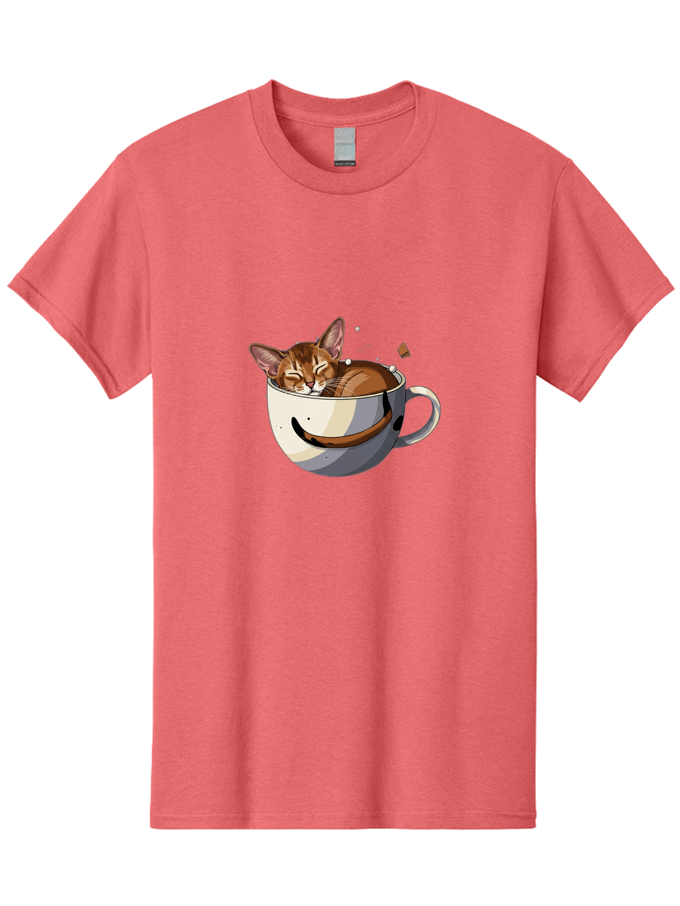 Cat-In-Coffee-Cup-3 Men'S Graphic Tee, 100% Cotton, Comfortable Casual Summer Wear, Machine Washable, Vintage Camera, Old Camera, Antique Camera, Black Camera, Classic Photography, Photography Equipment, Nostalgic Device, Film Camera, Bak195
