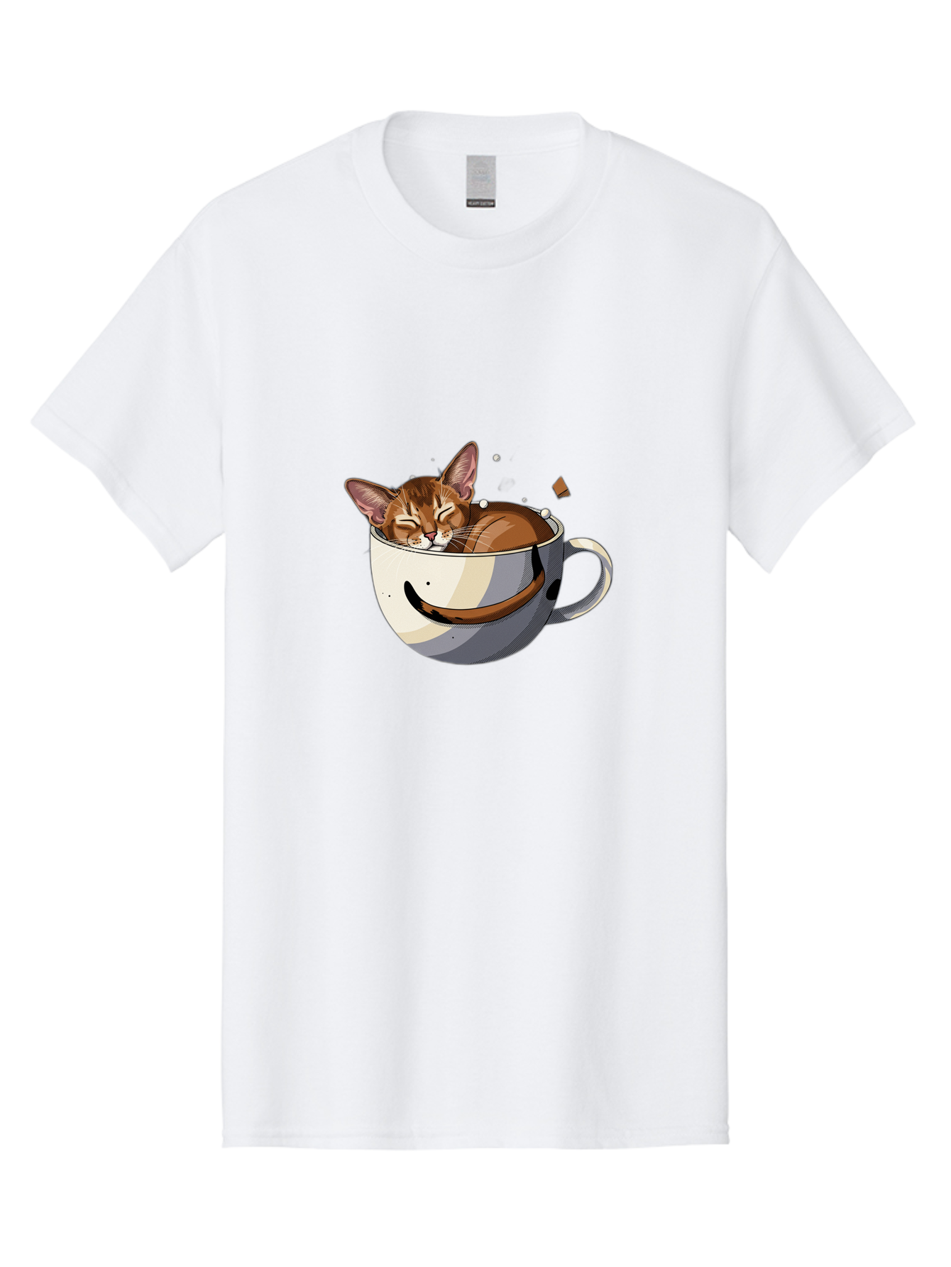 Cat-In-Coffee-Cup-3 Men'S Graphic Tee, 100% Cotton, Comfortable Casual Summer Wear, Machine Washable, Vintage Camera, Old Camera, Antique Camera, Black Camera, Classic Photography, Photography Equipment, Nostalgic Device, Film Camera, Bak195