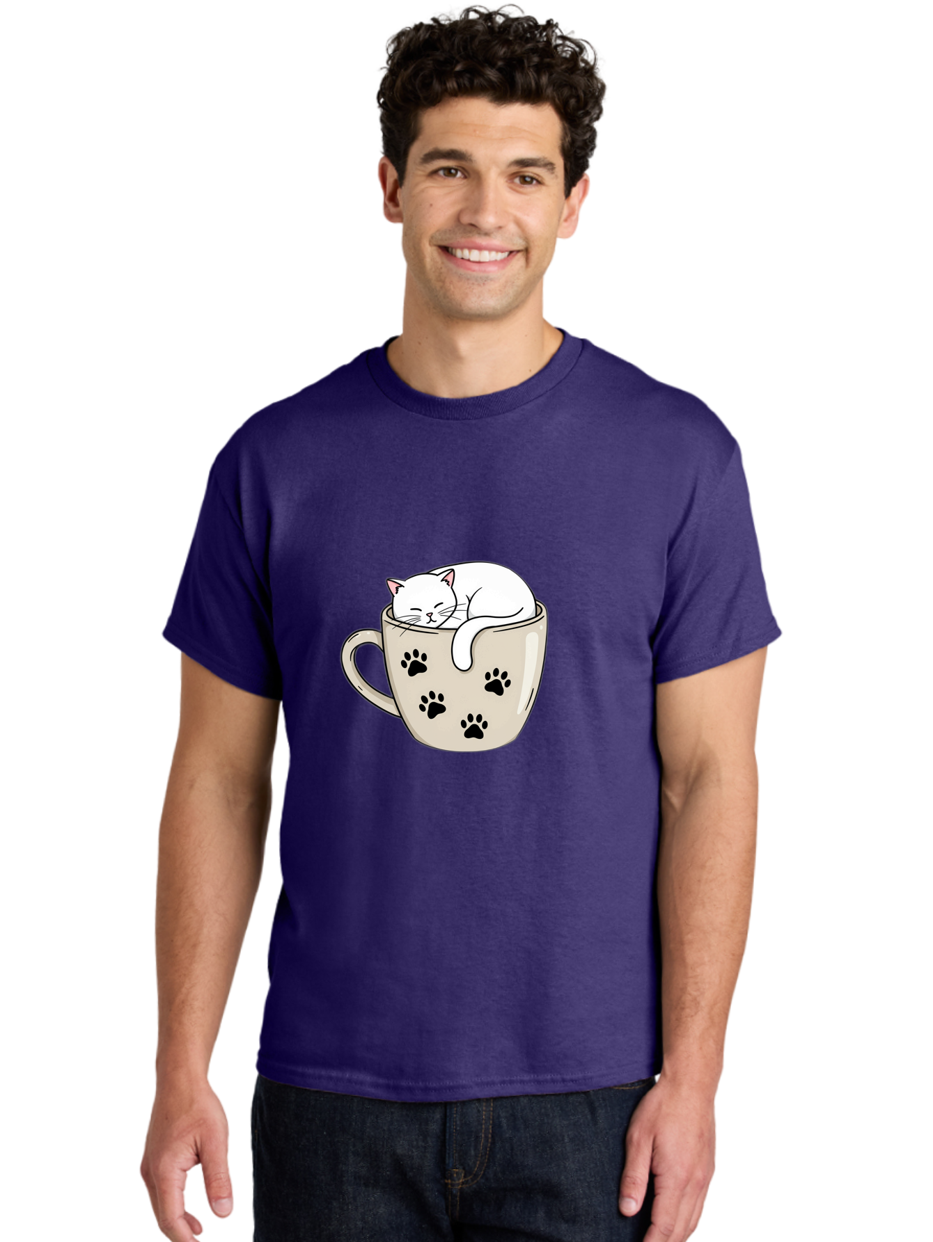 Cat-In-Coffee-Cup Men'S Graphic Tee, 100% Cotton, Comfortable Casual Summer Wear, Machine Washable, Vintage Camera, Old Camera, Antique Camera, Black Camera, Classic Photography, Photography Equipment, Nostalgic Device, Film Camera, Camera Art Bak196