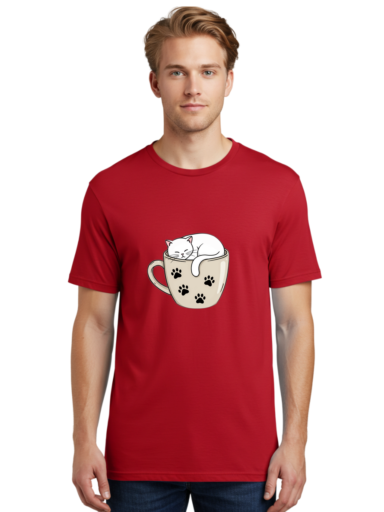 Cat-In-Coffee-Cup Men'S Graphic Tee, 100% Cotton, Comfortable Casual Summer Wear, Machine Washable, Vintage Camera, Old Camera, Antique Camera, Black Camera, Classic Photography, Photography Equipment, Nostalgic Device, Film Camera, Camera Art Bak196