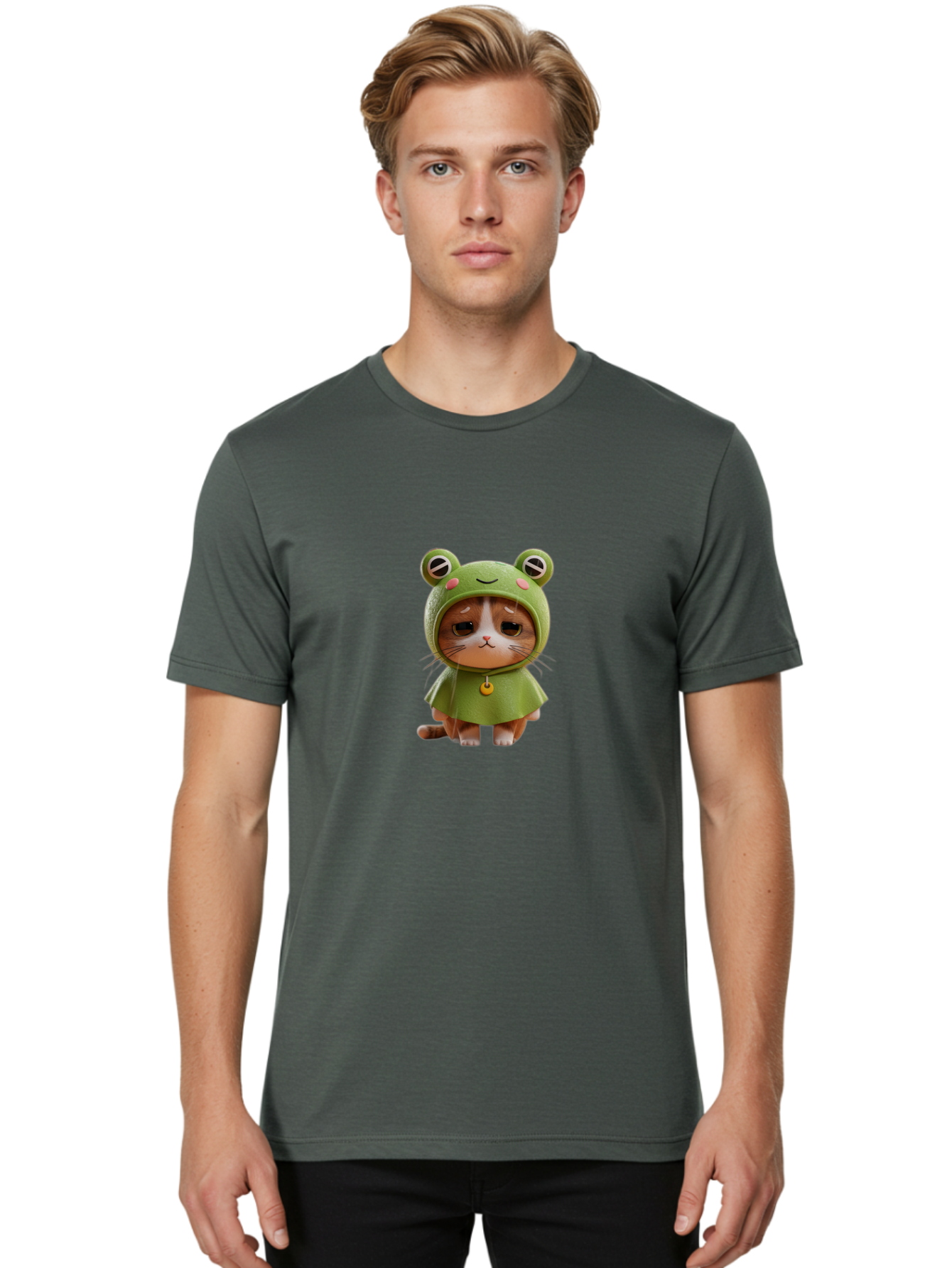 Cat-In-Frog-Costume-1 Men'S Graphic Tee, 100% Cotton, Comfortable Casual Summer Wear, Machine Washable, Vintage Camera, Old Camera, Antique Camera, Black Camera, Classic Photography, Photography Equipment, Nostalgic Device, Film Camera, Bak198