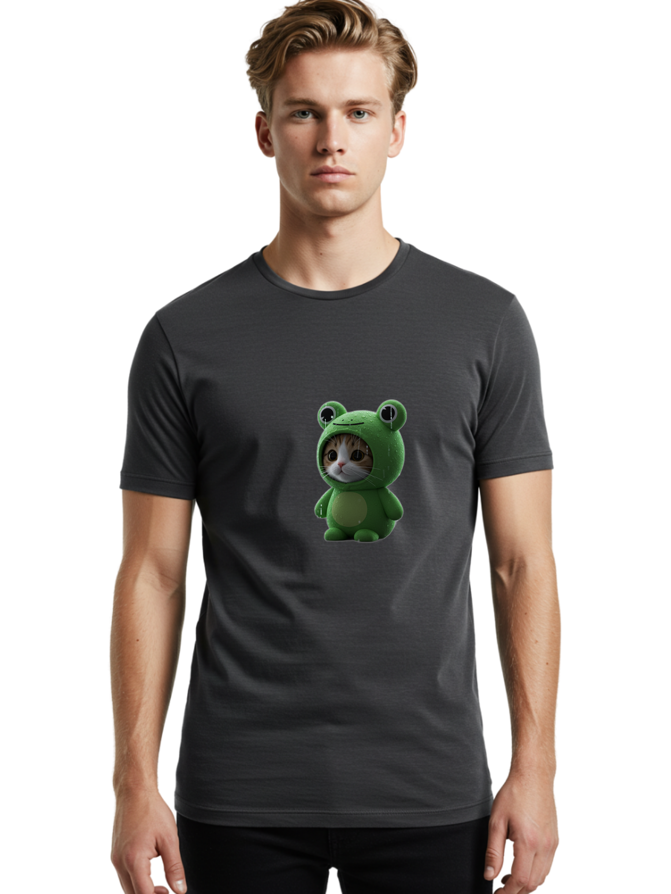 Cat-In-Frog-Costume-2 Men'S Graphic Tee, 100% Cotton, Comfortable Casual Summer Wear, Machine Washable, Vintage Camera, Old Camera, Antique Camera, Black Camera, Classic Photography, Photography Equipment, Nostalgic Device, Film Camera, Bak199