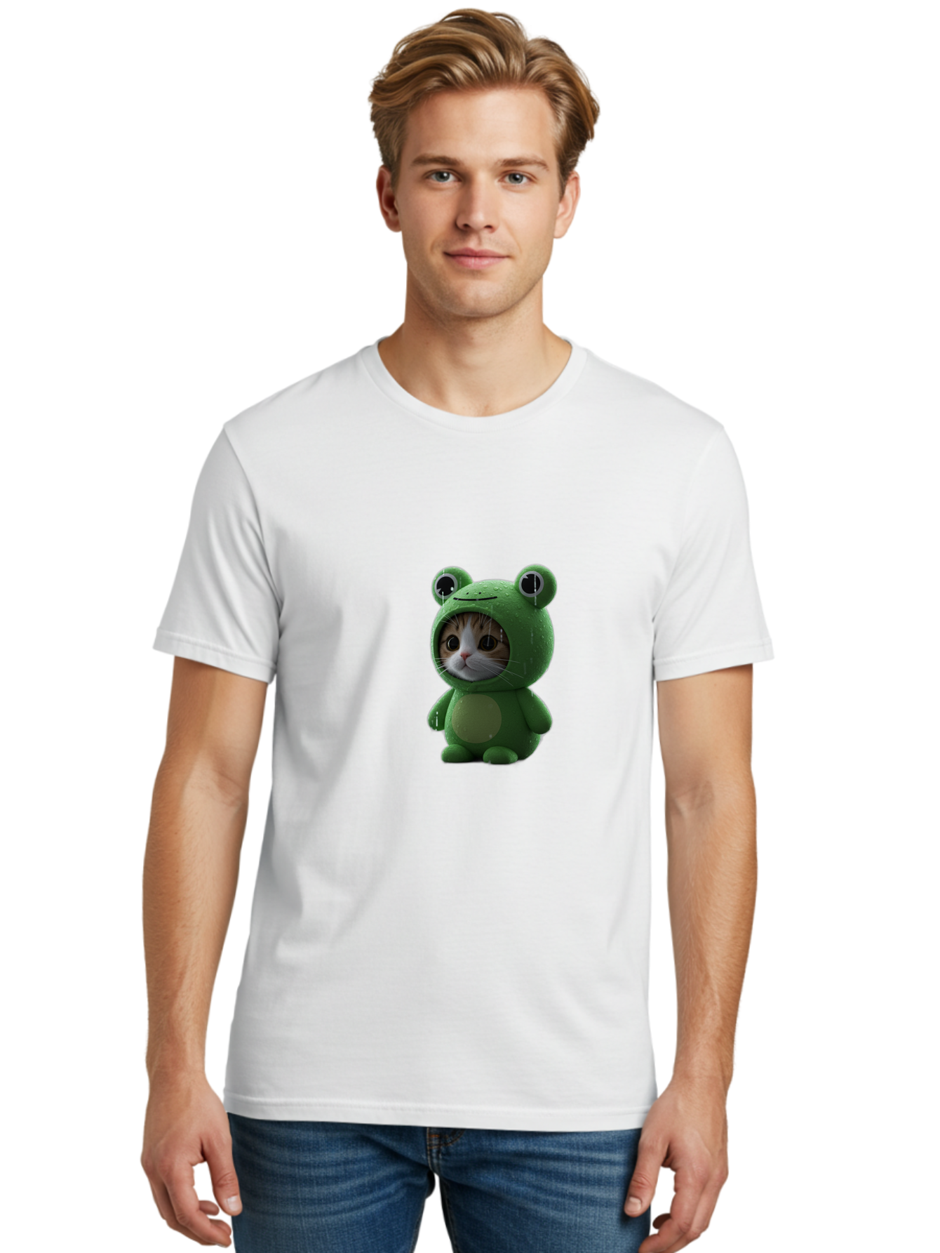 Cat-In-Frog-Costume-2 Men'S Graphic Tee, 100% Cotton, Comfortable Casual Summer Wear, Machine Washable, Vintage Camera, Old Camera, Antique Camera, Black Camera, Classic Photography, Photography Equipment, Nostalgic Device, Film Camera, Bak199
