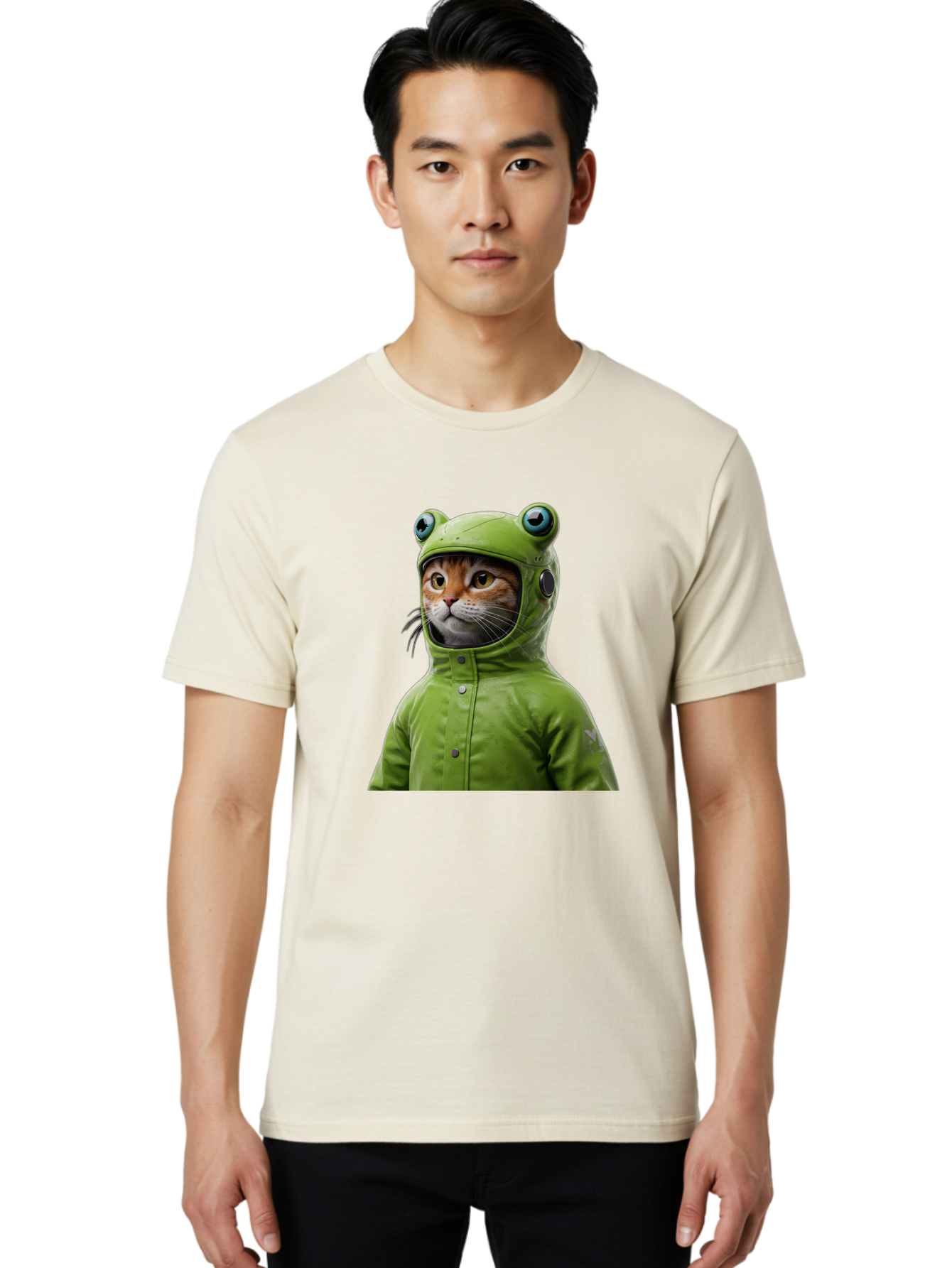 Cat-In-Frog-Costume-5 Men'S Graphic Tee, 100% Cotton, Comfortable Casual Summer Wear, Machine Washable, Vintage Camera, Old Camera, Antique Camera, Black Camera, Classic Photography, Photography Equipment, Nostalgic Device, Film Camera, Bak202