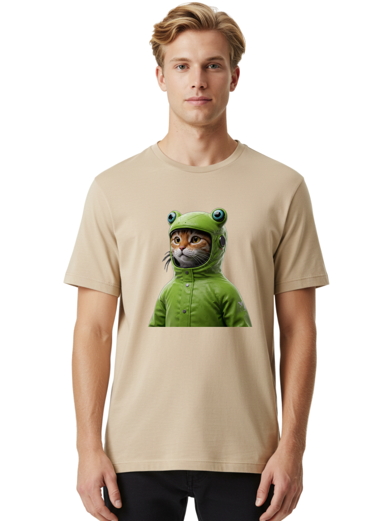 Cat-In-Frog-Costume-5 Men'S Graphic Tee, 100% Cotton, Comfortable Casual Summer Wear, Machine Washable, Vintage Camera, Old Camera, Antique Camera, Black Camera, Classic Photography, Photography Equipment, Nostalgic Device, Film Camera, Bak202