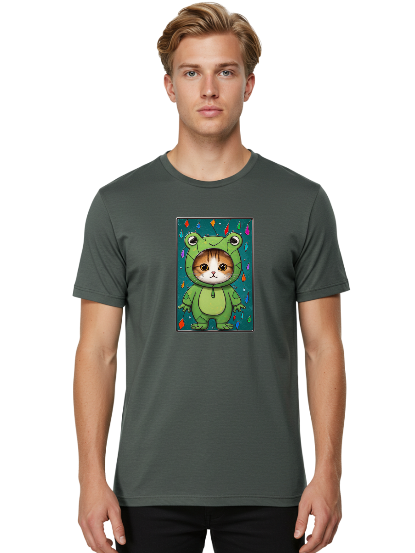 Cat-In-Frog-Costume-6 Men'S Graphic Tee, 100% Cotton, Comfortable Casual Summer Wear, Machine Washable, Vintage Camera, Old Camera, Antique Camera, Black Camera, Classic Photography, Photography Equipment, Nostalgic Device, Film Camera, Bak203