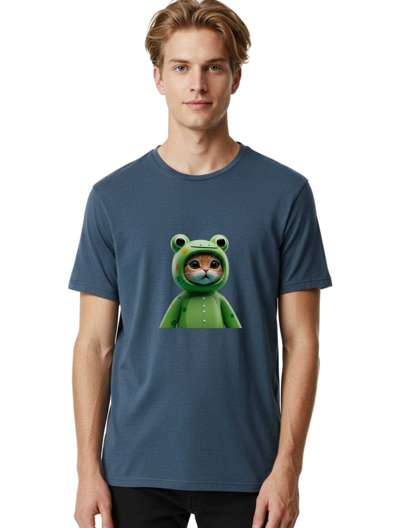 Cat-In-Frog-Costume Men'S Graphic Tee, 100% Cotton, Comfortable Casual Summer Wear, Machine Washable, Vintage Camera, Old Camera, Antique Camera, Black Camera, Classic Photography, Photography Equipment, Nostalgic Device, Film Camera, Bak205
