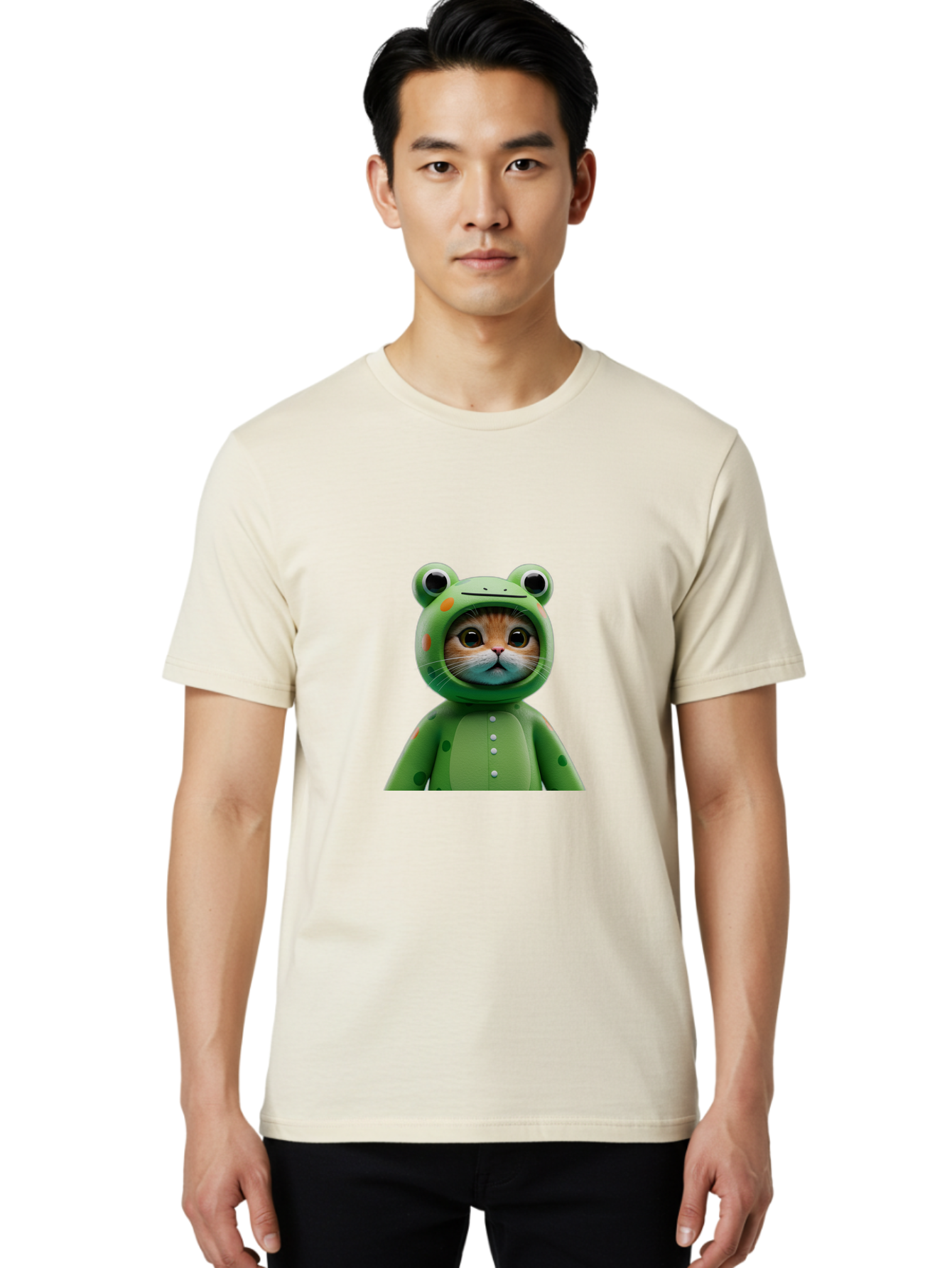 Cat-In-Frog-Costume Men'S Graphic Tee, 100% Cotton, Comfortable Casual Summer Wear, Machine Washable, Vintage Camera, Old Camera, Antique Camera, Black Camera, Classic Photography, Photography Equipment, Nostalgic Device, Film Camera, Bak205