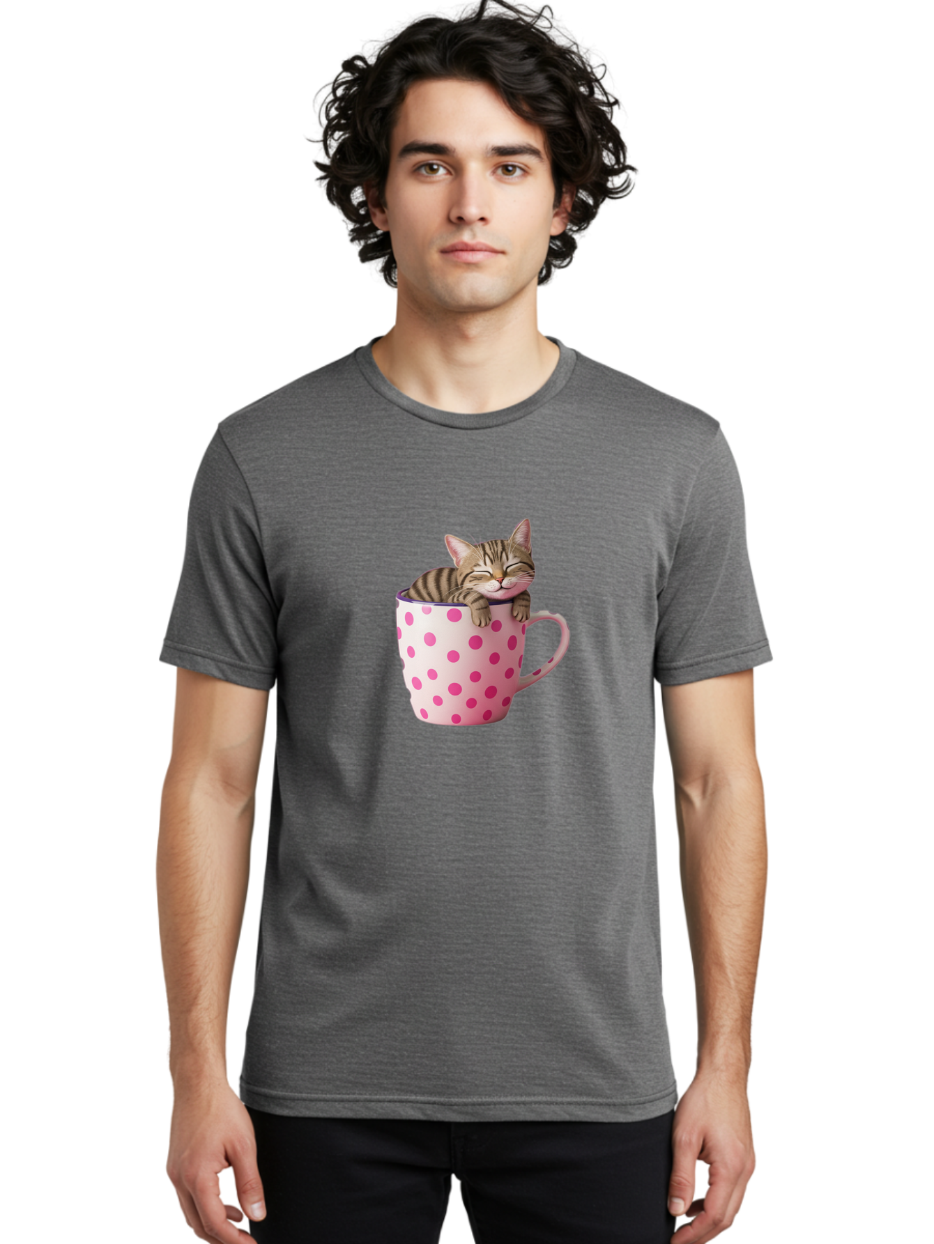 Cat-In-Polka-Dot-Mug Men'S Graphic Tee, 100% Cotton, Comfortable Casual Summer Wear, Machine Washable, Vintage Camera, Old Camera, Antique Camera, Black Camera, Classic Photography, Photography Equipment, Nostalgic Device, Film Camera, Bak206