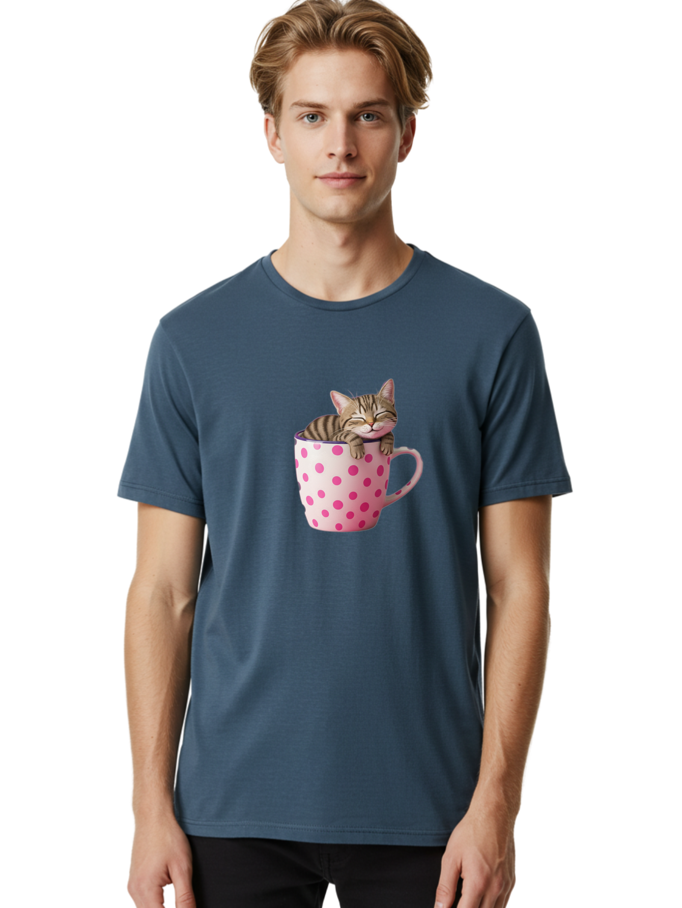 Cat-In-Polka-Dot-Mug Men'S Graphic Tee, 100% Cotton, Comfortable Casual Summer Wear, Machine Washable, Vintage Camera, Old Camera, Antique Camera, Black Camera, Classic Photography, Photography Equipment, Nostalgic Device, Film Camera, Bak206