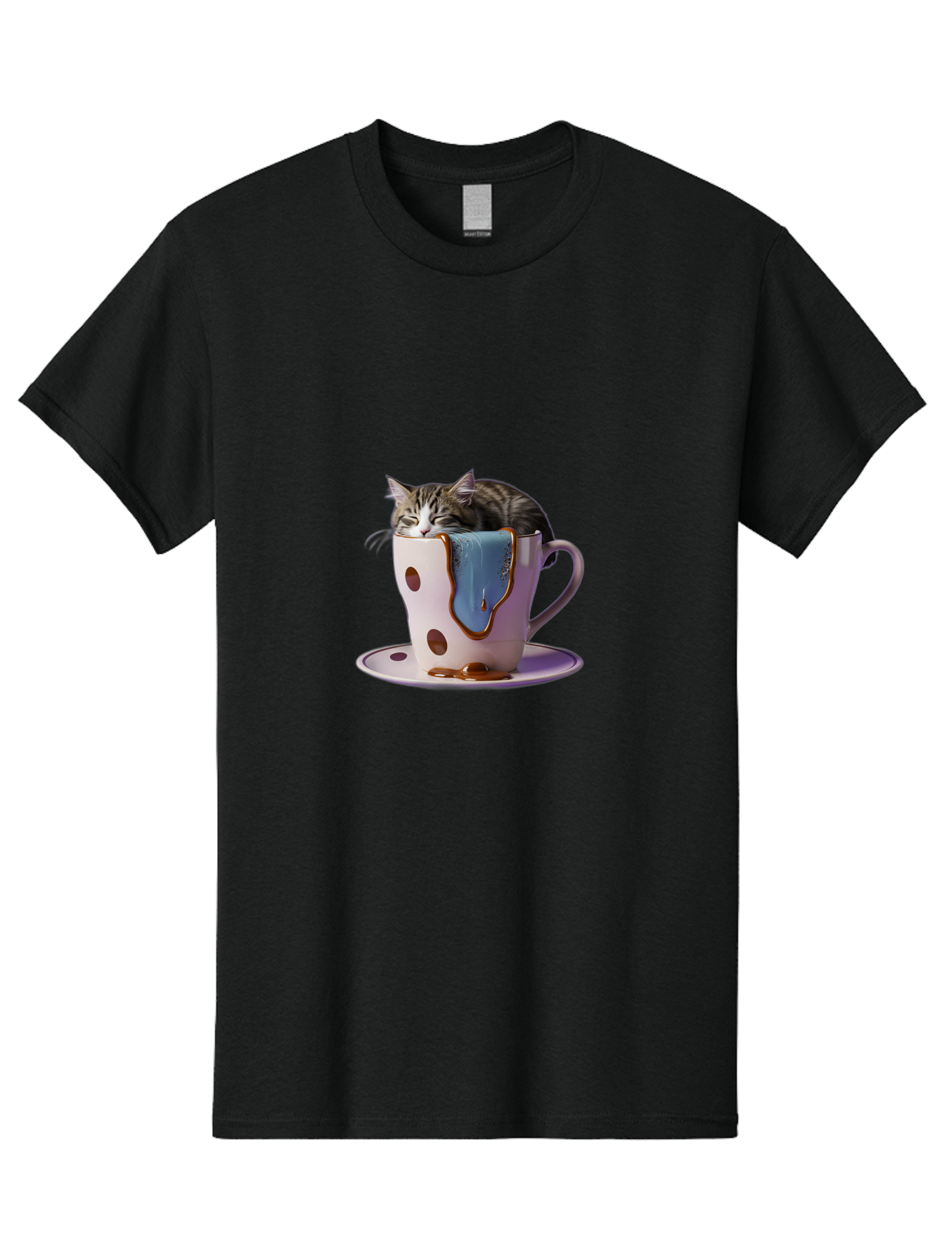 Cat-In-Tea-Cup-2 Men'S Graphic Tee, 100% Cotton, Comfortable Casual Summer Wear, Machine Washable, Vintage Camera, Old Camera, Antique Camera, Black Camera, Classic Photography, Photography Equipment, Nostalgic Device, Film Camera, Camera Art Bak210