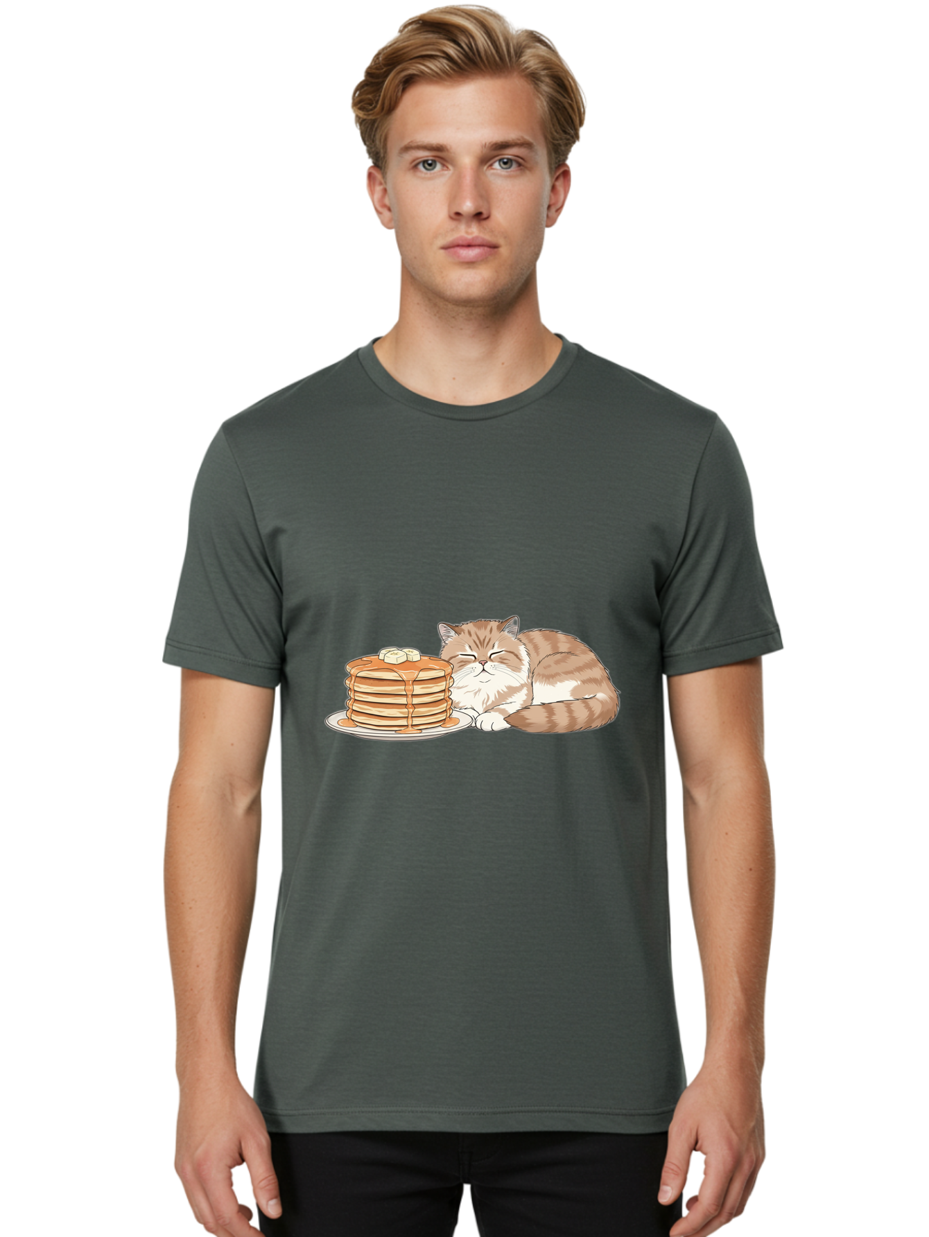 Cat-Sleeping-Beside-Pancakes Men'S Graphic Tee, 100% Cotton, Comfortable Casual Summer Wear, Machine Washable, Vintage Camera, Old Camera, Antique Camera, Black Camera, Classic Photography, Photography Equipment, Nostalgic Device, Film Camera, Bak216