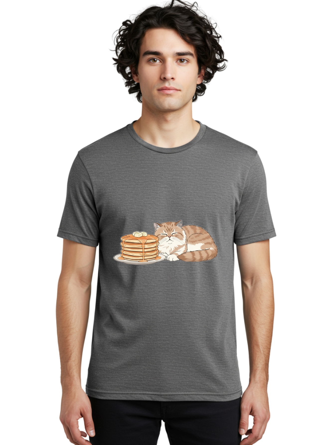 Cat-Sleeping-Beside-Pancakes Men'S Graphic Tee, 100% Cotton, Comfortable Casual Summer Wear, Machine Washable, Vintage Camera, Old Camera, Antique Camera, Black Camera, Classic Photography, Photography Equipment, Nostalgic Device, Film Camera, Bak216