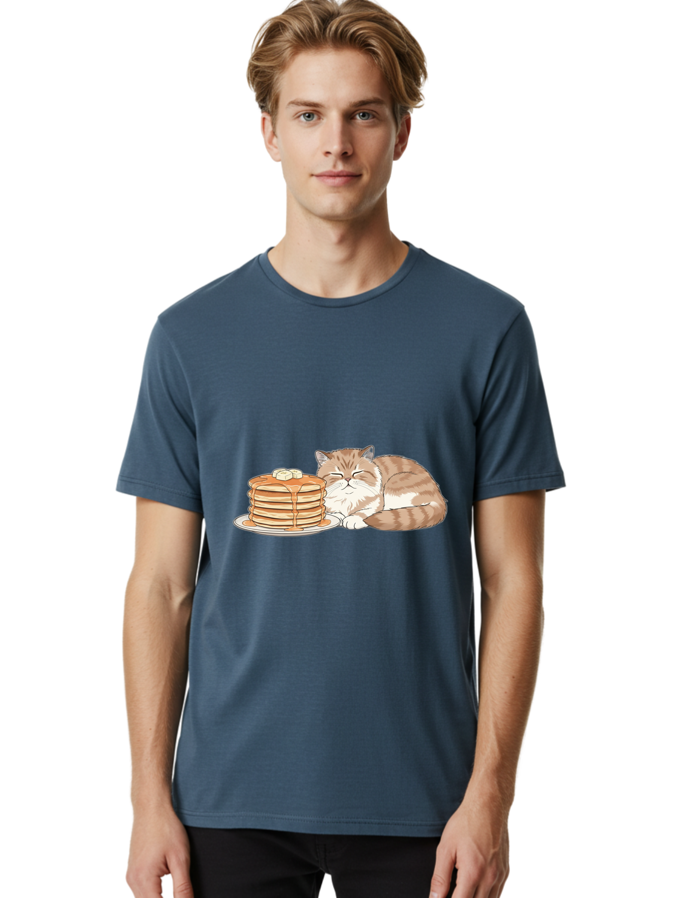 Cat-Sleeping-Beside-Pancakes Men'S Graphic Tee, 100% Cotton, Comfortable Casual Summer Wear, Machine Washable, Vintage Camera, Old Camera, Antique Camera, Black Camera, Classic Photography, Photography Equipment, Nostalgic Device, Film Camera, Bak216